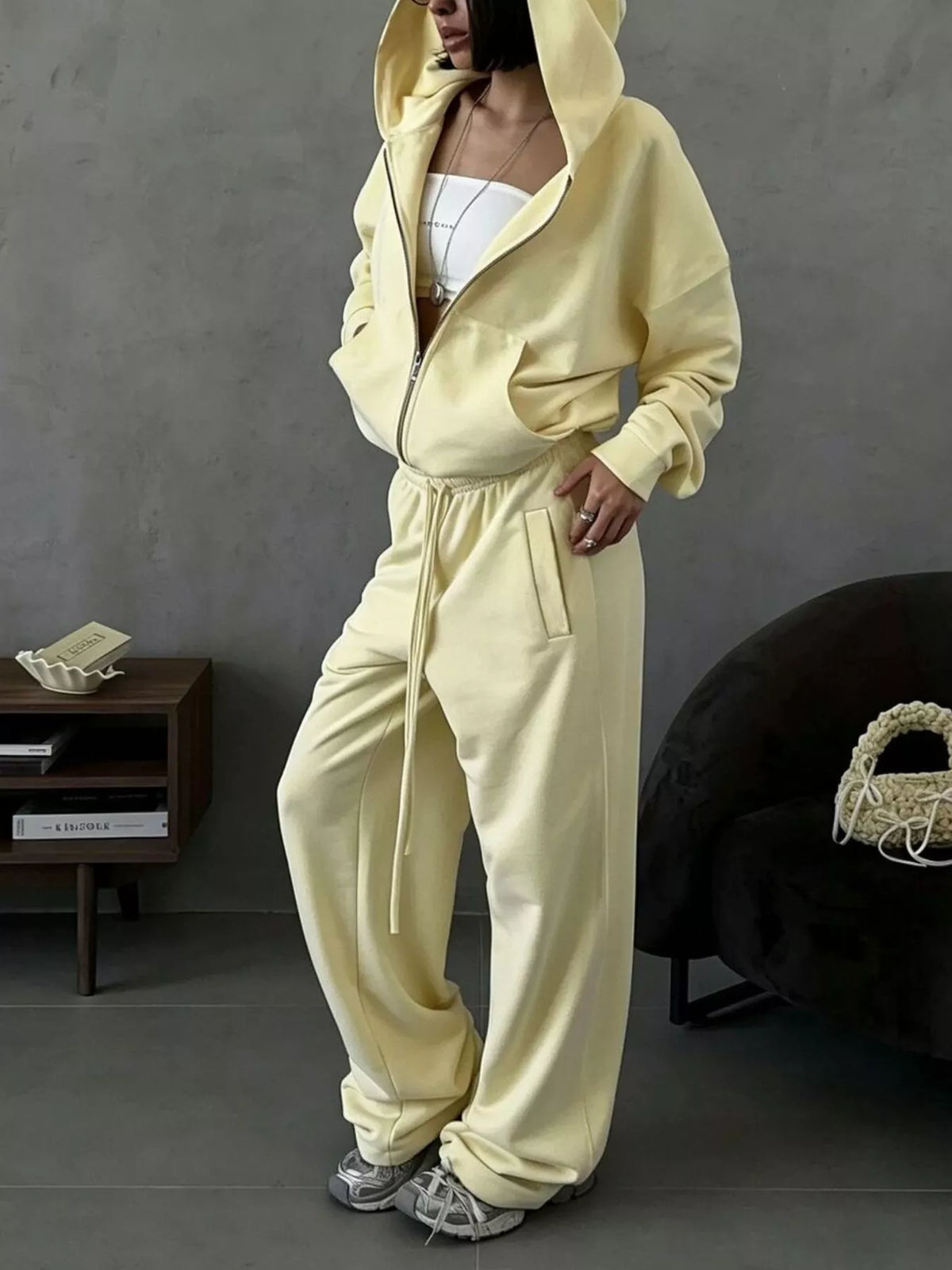 Zip-Up Hoodie & Wide-Leg Sweatpants Set by Belle Bijouix – view 23 of 29
