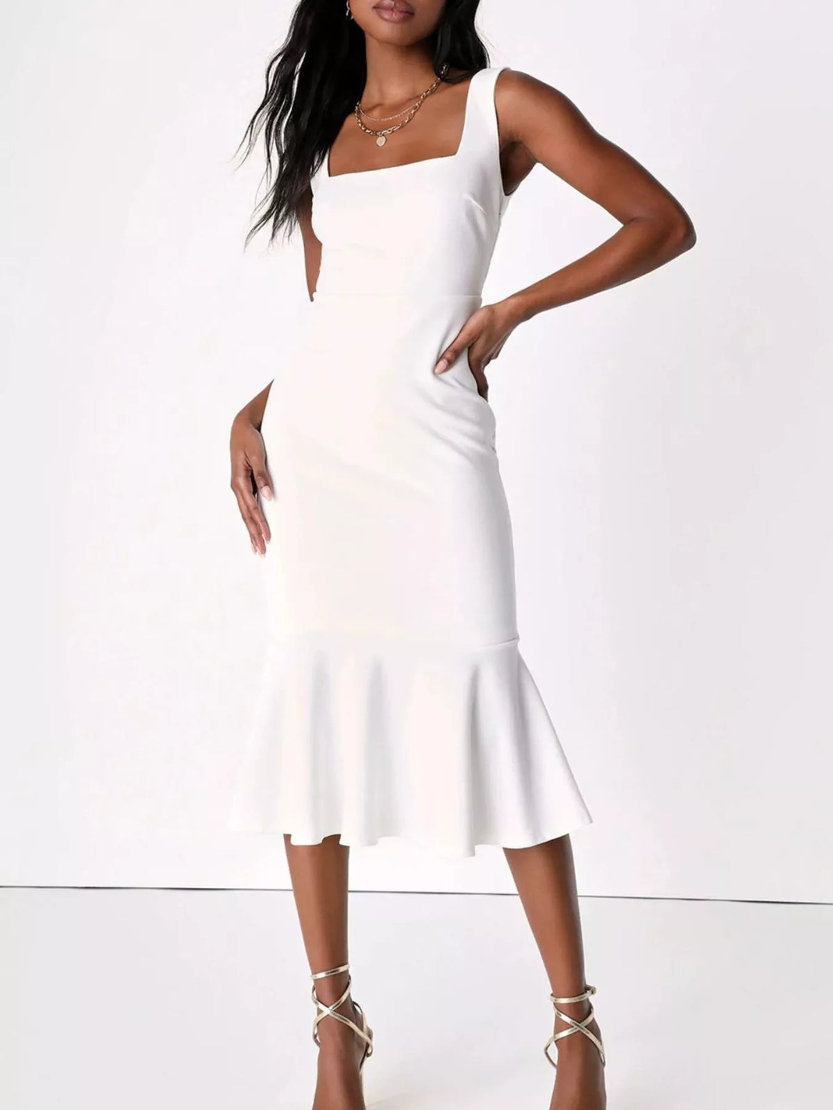 Sleeveless Square Neck Mermaid Midi Dress by Belle Bijouix – view 10 of 14