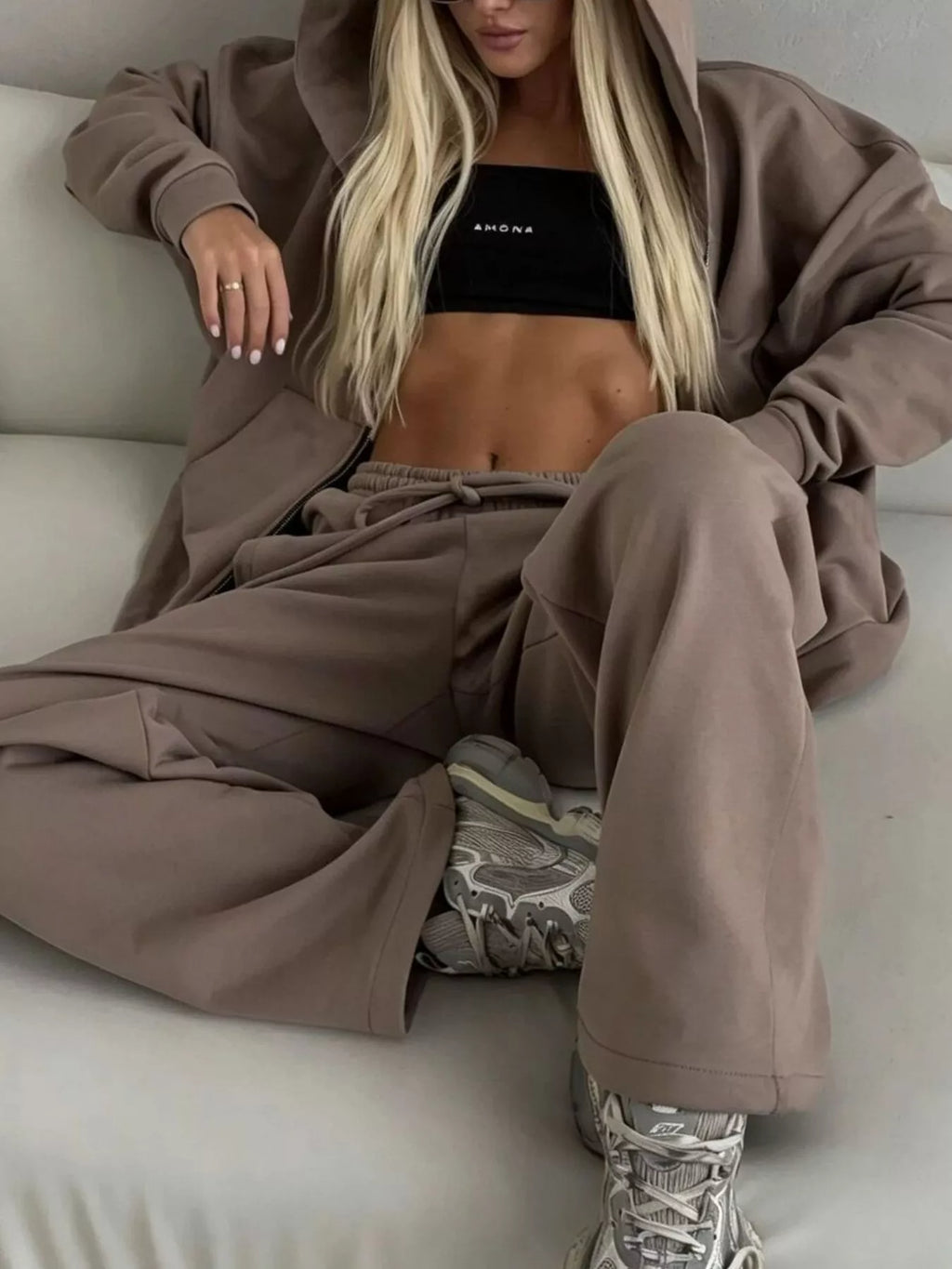 Zip-Up Hoodie & Wide-Leg Sweatpants Set by Belle Bijouix – view 20 of 29