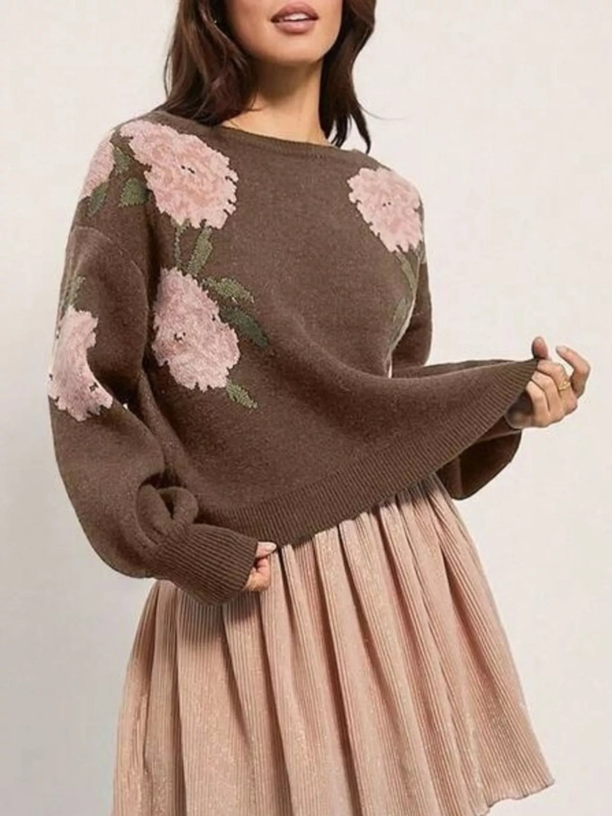 Floral Dropped Shoulder Knit Sweater by Belle Bijouix – view 8 of 16
