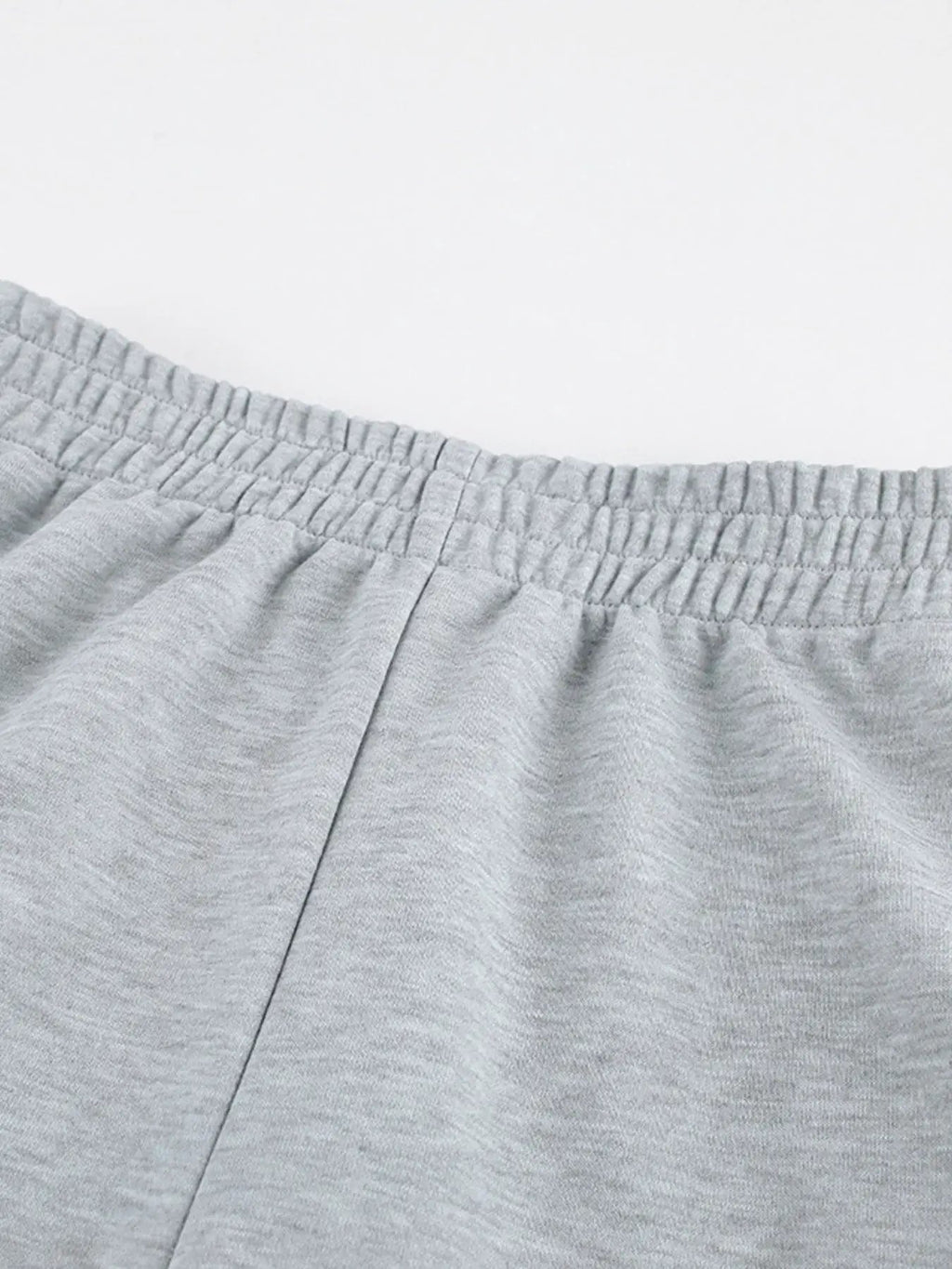 Round Neck Top and Wide Leg Pants Set gray activewear pants with elastic waistband