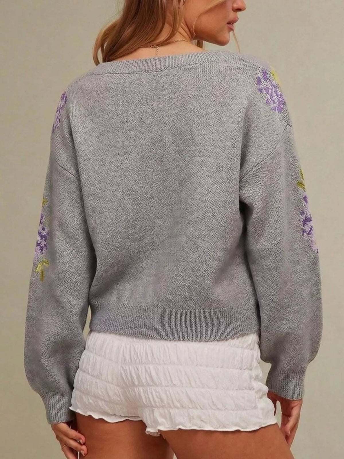 Floral Dropped Shoulder Knit Sweater by Belle Bijouix – view 14 of 16