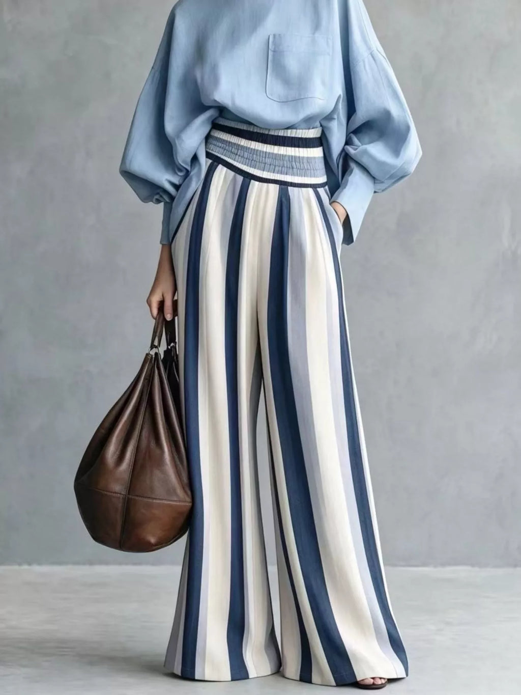 Mock Neck Top & Striped Wide-Leg Pants Set by Belle Bijouix – view 6 of 12