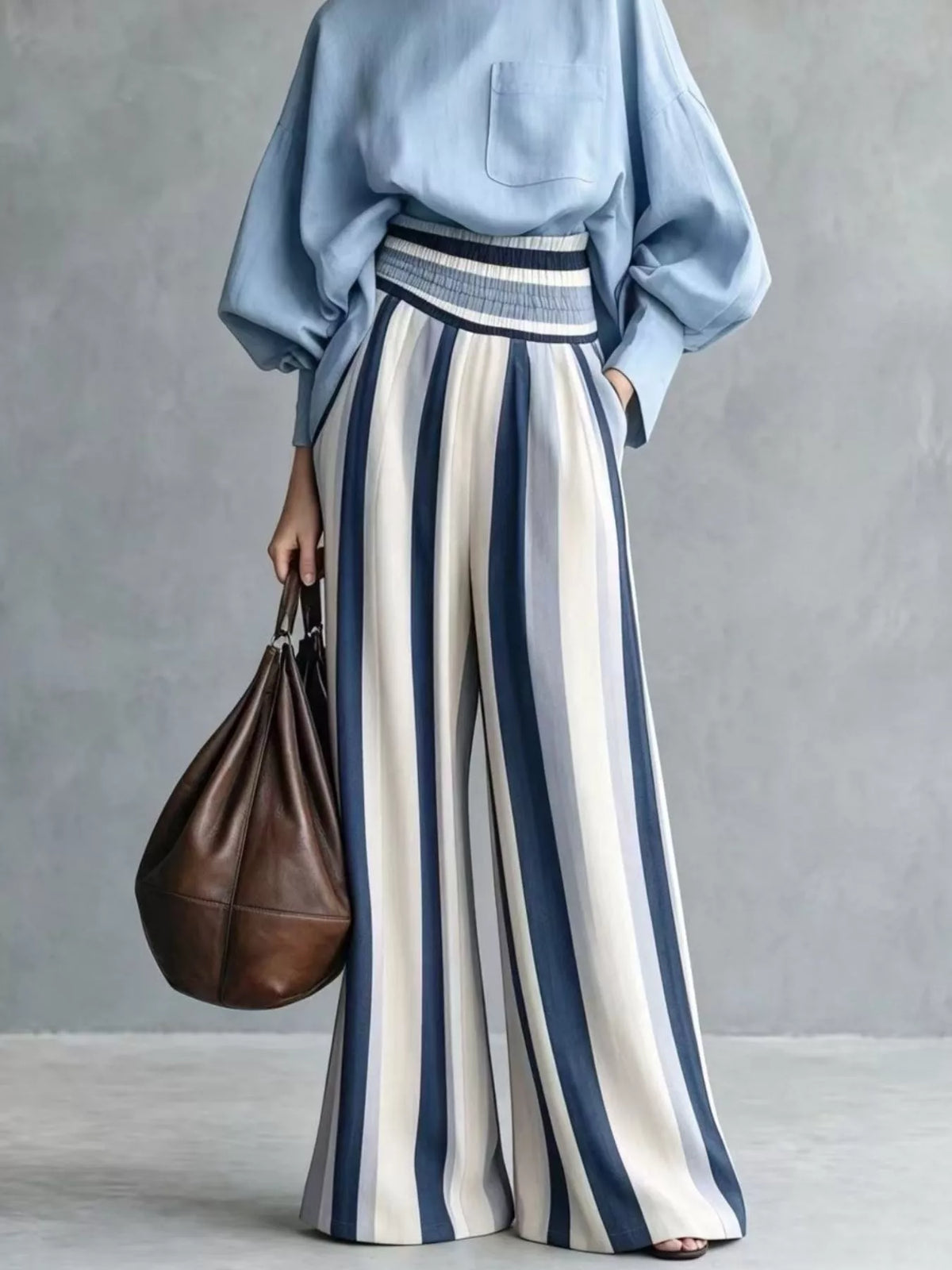 Mock Neck Top & Striped Wide-Leg Pants Set by Belle Bijouix – view 6 of 12
