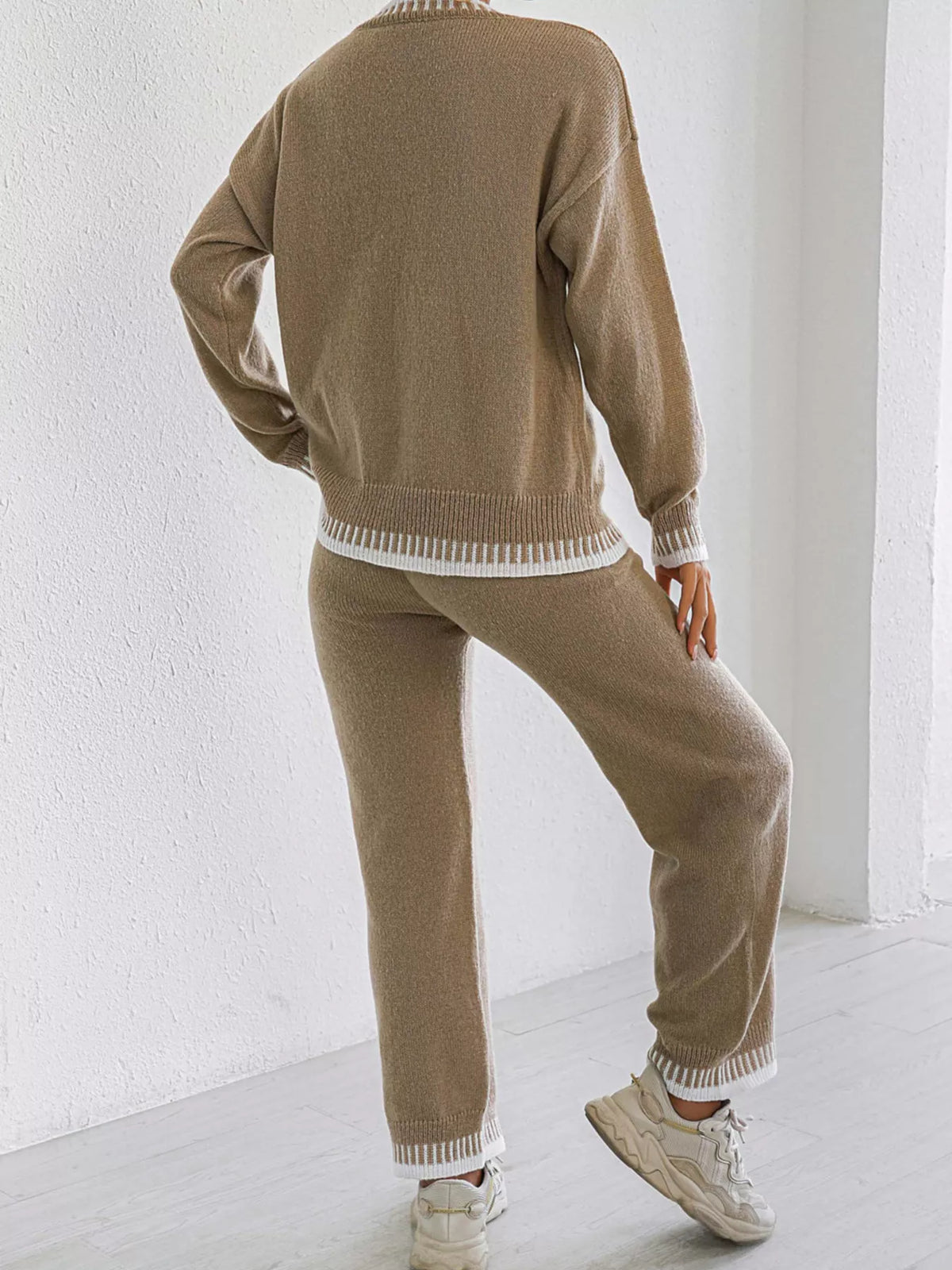 Contrast Trim Sweater & Pants Set