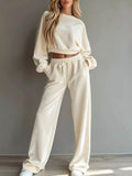 Cropped Sweatshirt & Wide-Leg Pants Set