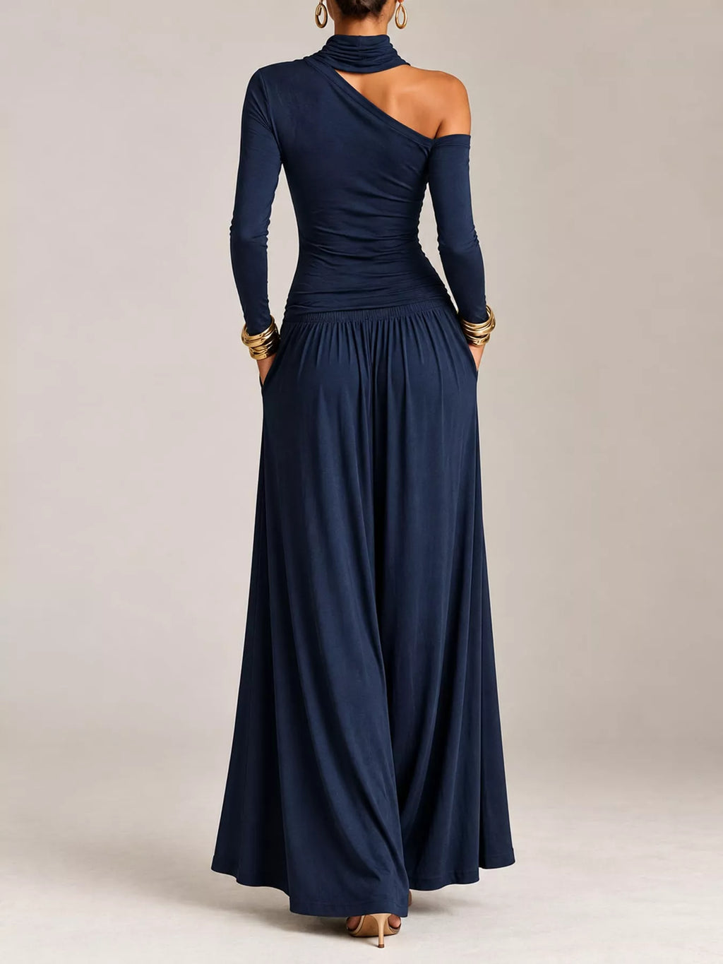 Asymmetric Cutout Long Sleeve Maxi Dress by Belle Bijouix – view 9 of 11