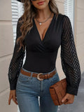 Sheer Chevron Long Sleeve Blouse