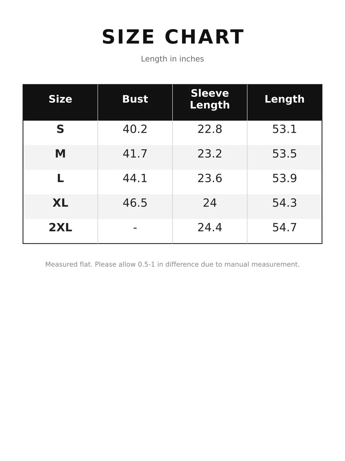 Tweed Double-Breasted Longline Coat size chart by Belle Bijouix