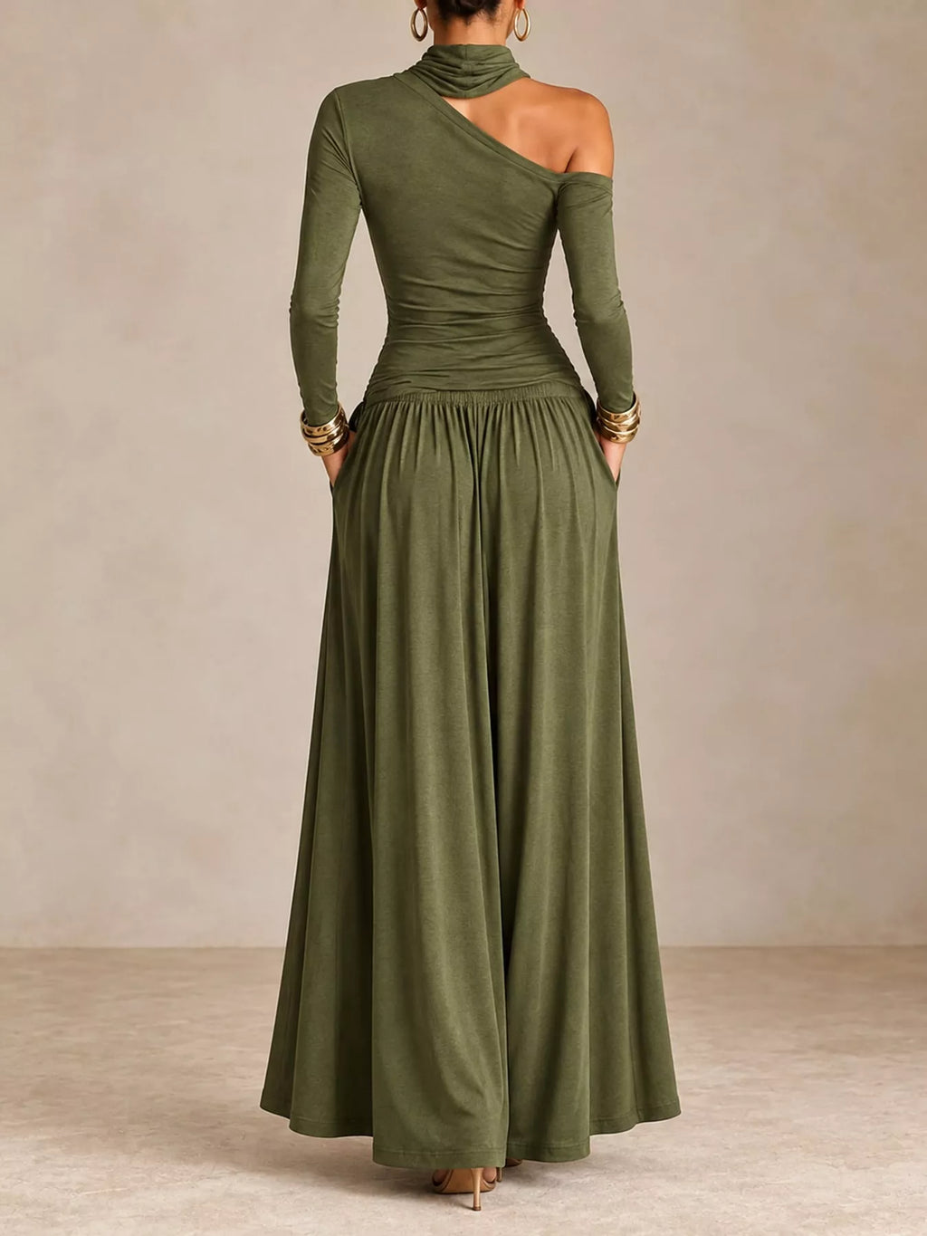 Asymmetric Cutout Long Sleeve Maxi Dress by Belle Bijouix – view 11 of 11
