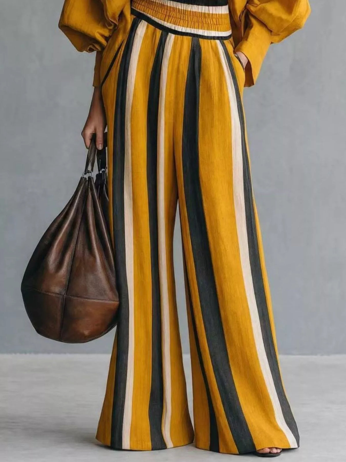 Mock Neck Top & Striped Wide-Leg Pants Set by Belle Bijouix – view 9 of 12