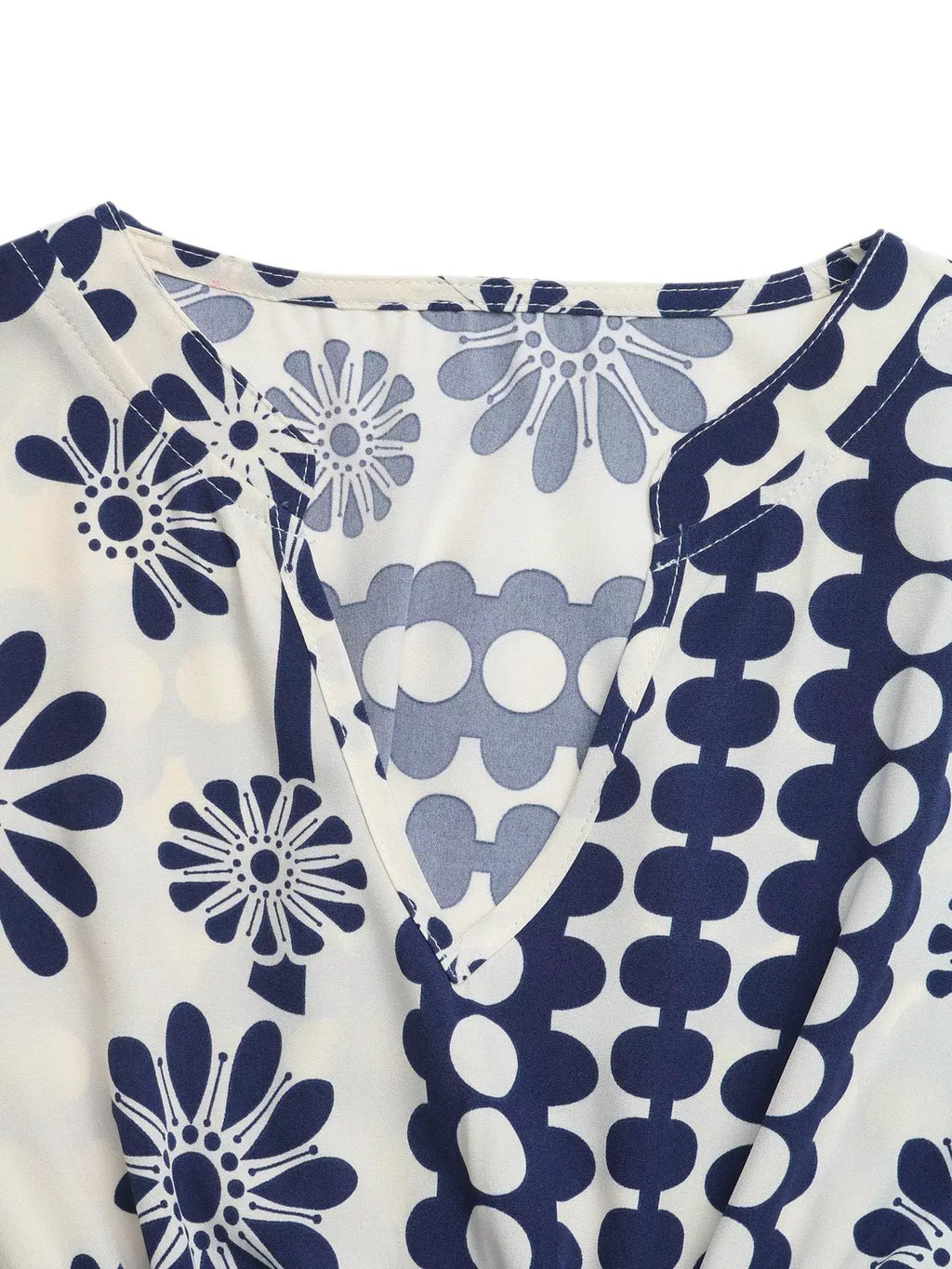 Belle Bijouix Floral Print Cutout Waist Maxi Dress, navy and white allover floral pattern with waist cutout and slit.