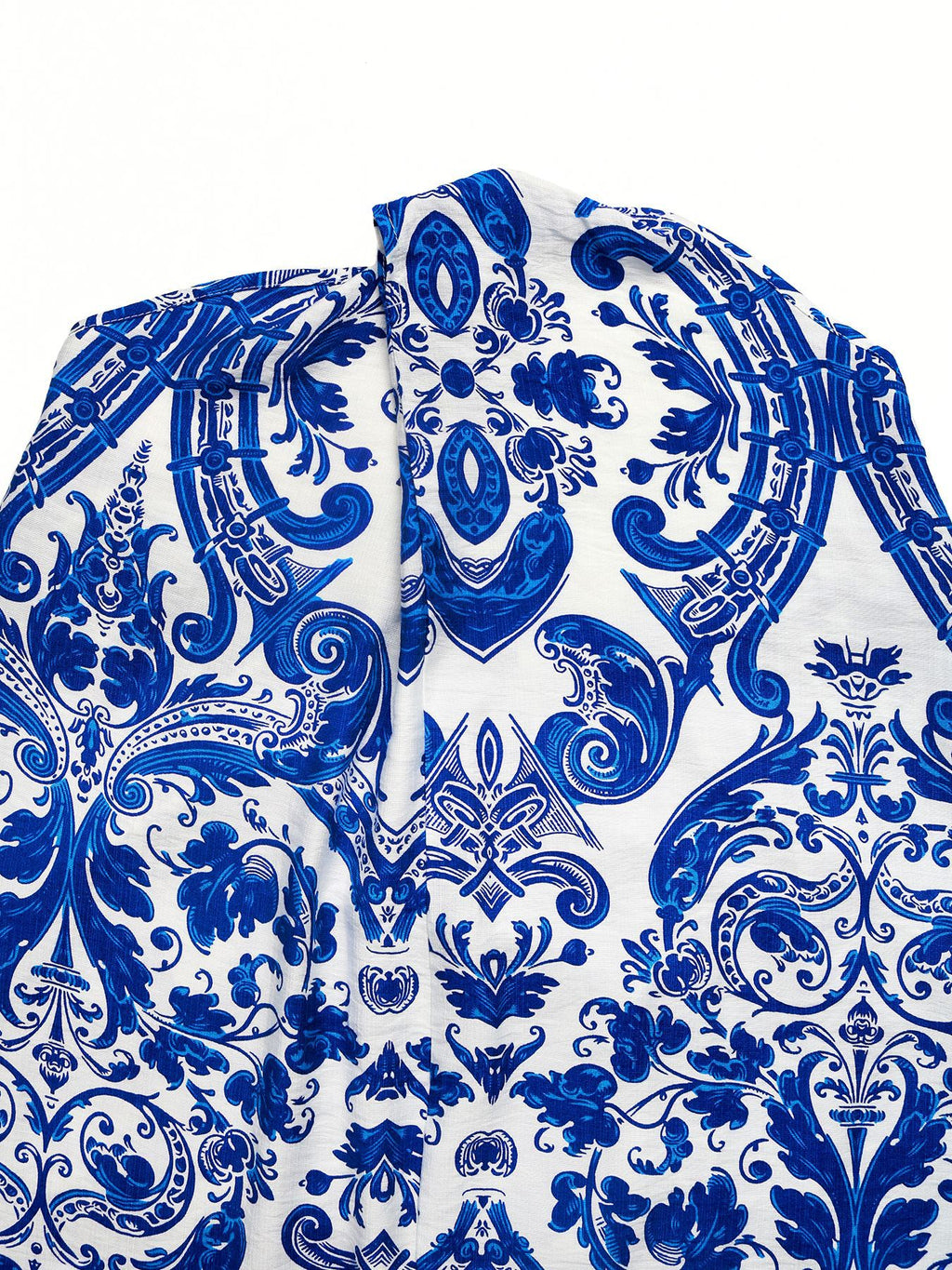Printed Halter Neck Maxi Dress by Bellebijouix in blue-and-white ornate pattern