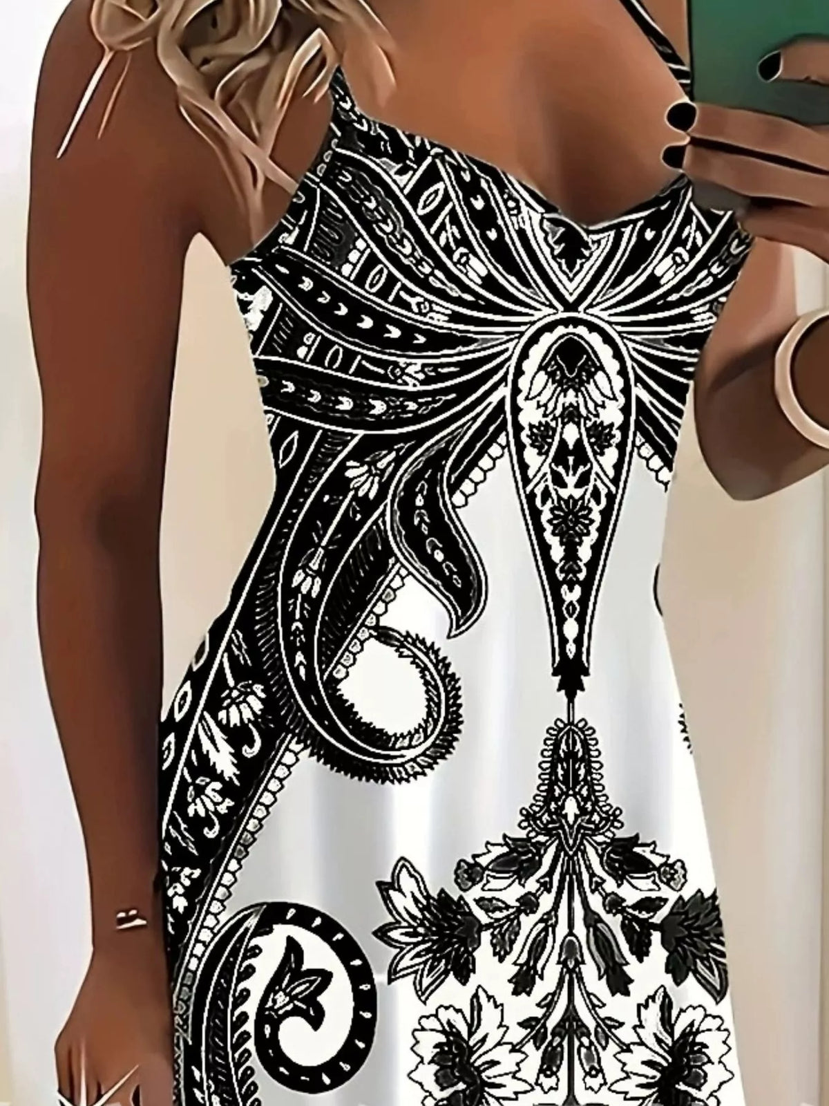 Paisley Print Spaghetti Strap Maxi Dress by Belle Bijouix – view 2 of 3