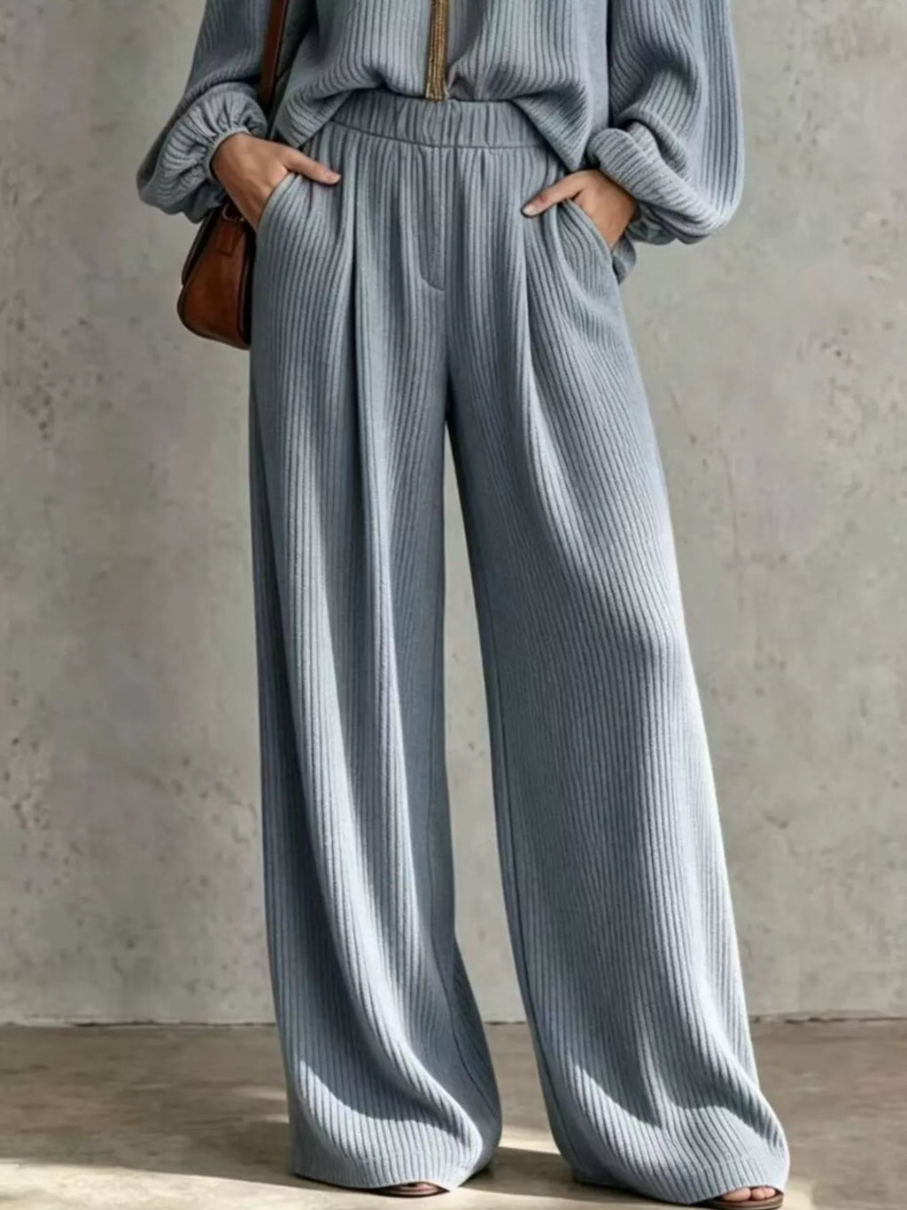 Off-Shoulder Crisscross Top & Wide-Leg Pants Set by Belle Bijouix – view 6 of 12