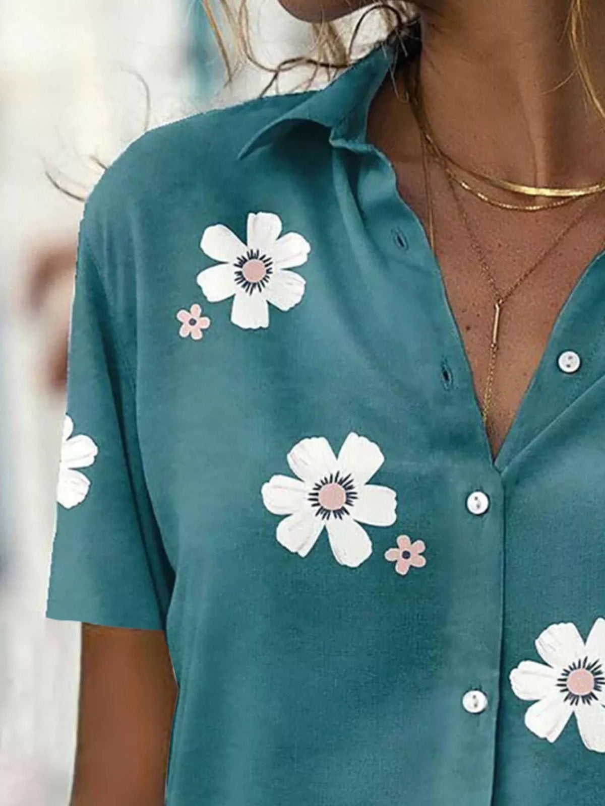 Floral Print Button-Down Casual Shirt