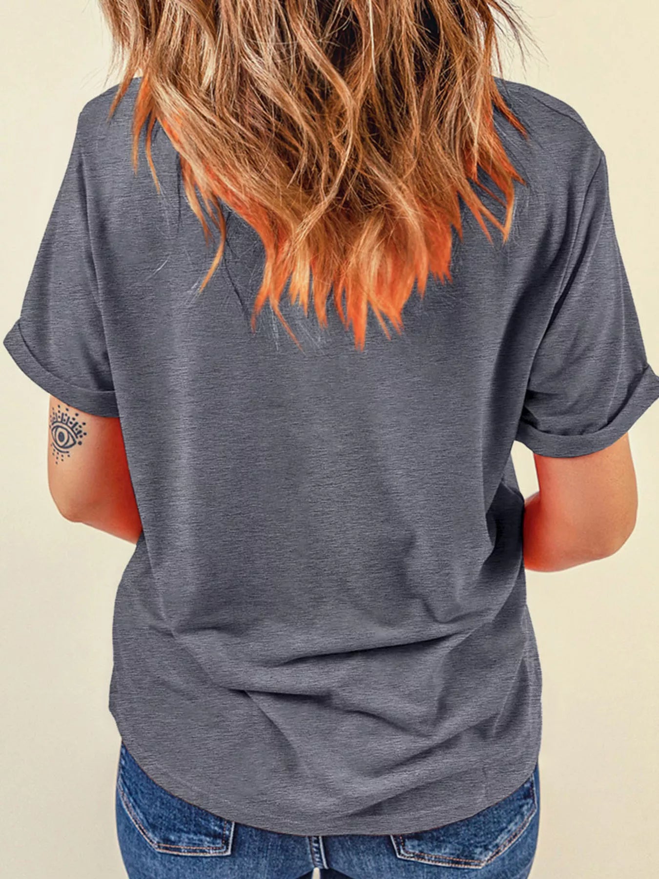 PICKLEBALLER Playful Bats Printed Casual T Shirt in grey heather, viewed from back