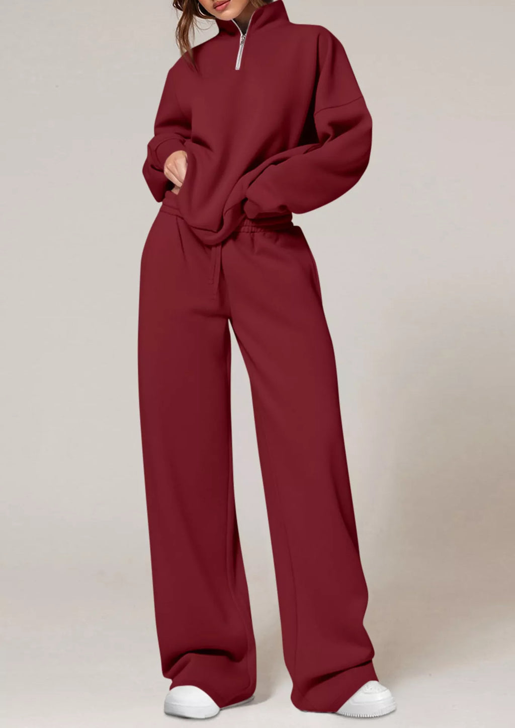 Half-Zip Sweatshirt & Wide-Leg Sweatpants Set by Belle Bijouix – view 13 of 27