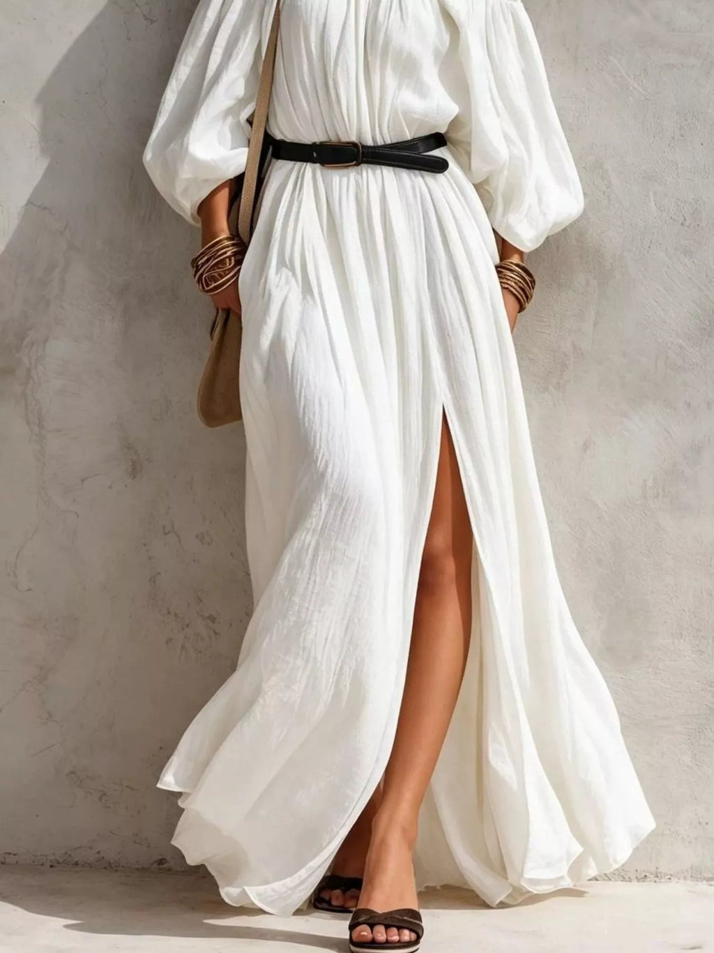 Boho Off-Shoulder Maxi Dress with Side Slit by Belle Bijouix – view 9 of 9