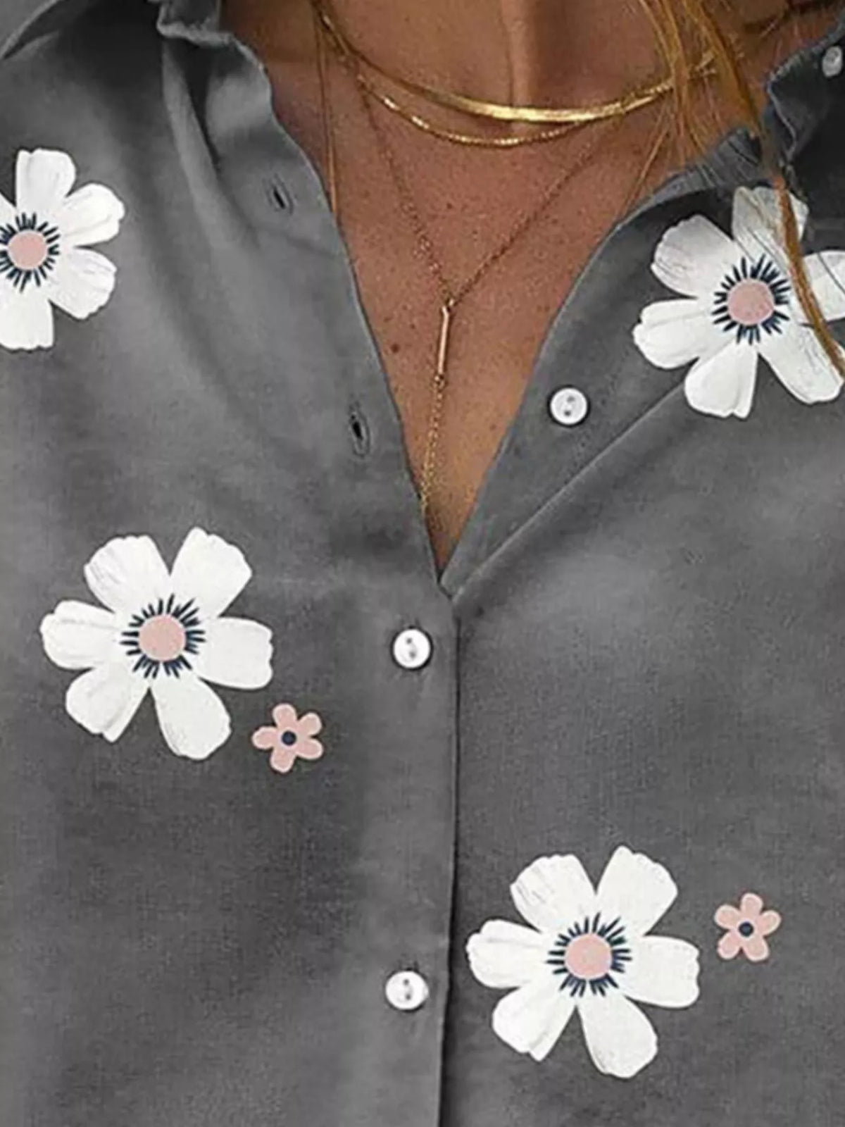 Floral Print Button-Down Casual Shirt