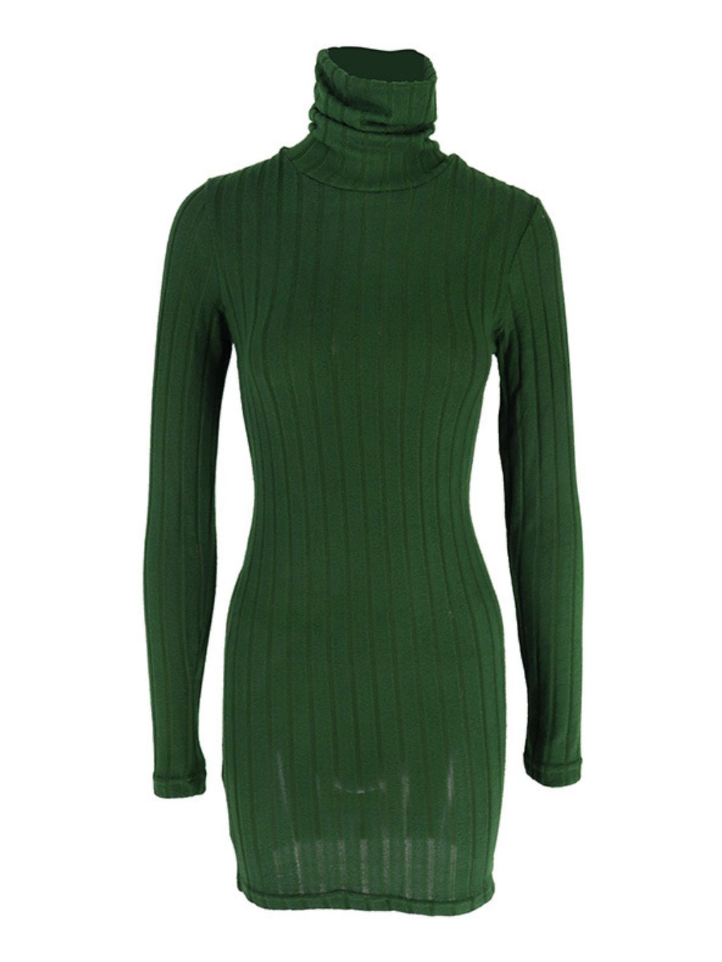 Turtleneck ribbed bodycon mini dress in emerald green by Trendsi