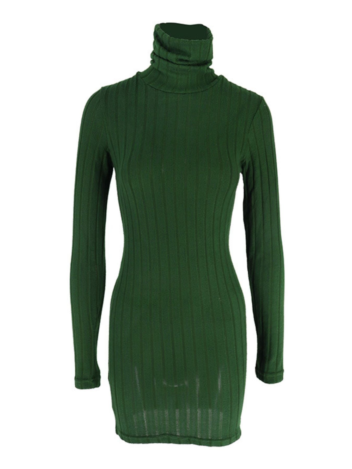 Turtleneck ribbed bodycon mini dress in emerald green by Trendsi