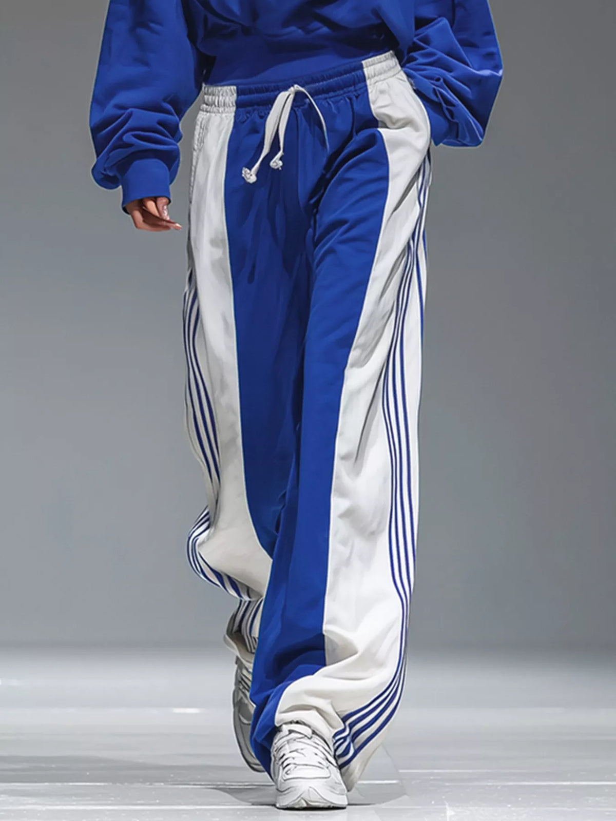 Color-Block Hoodie & Wide-Leg Pants Set