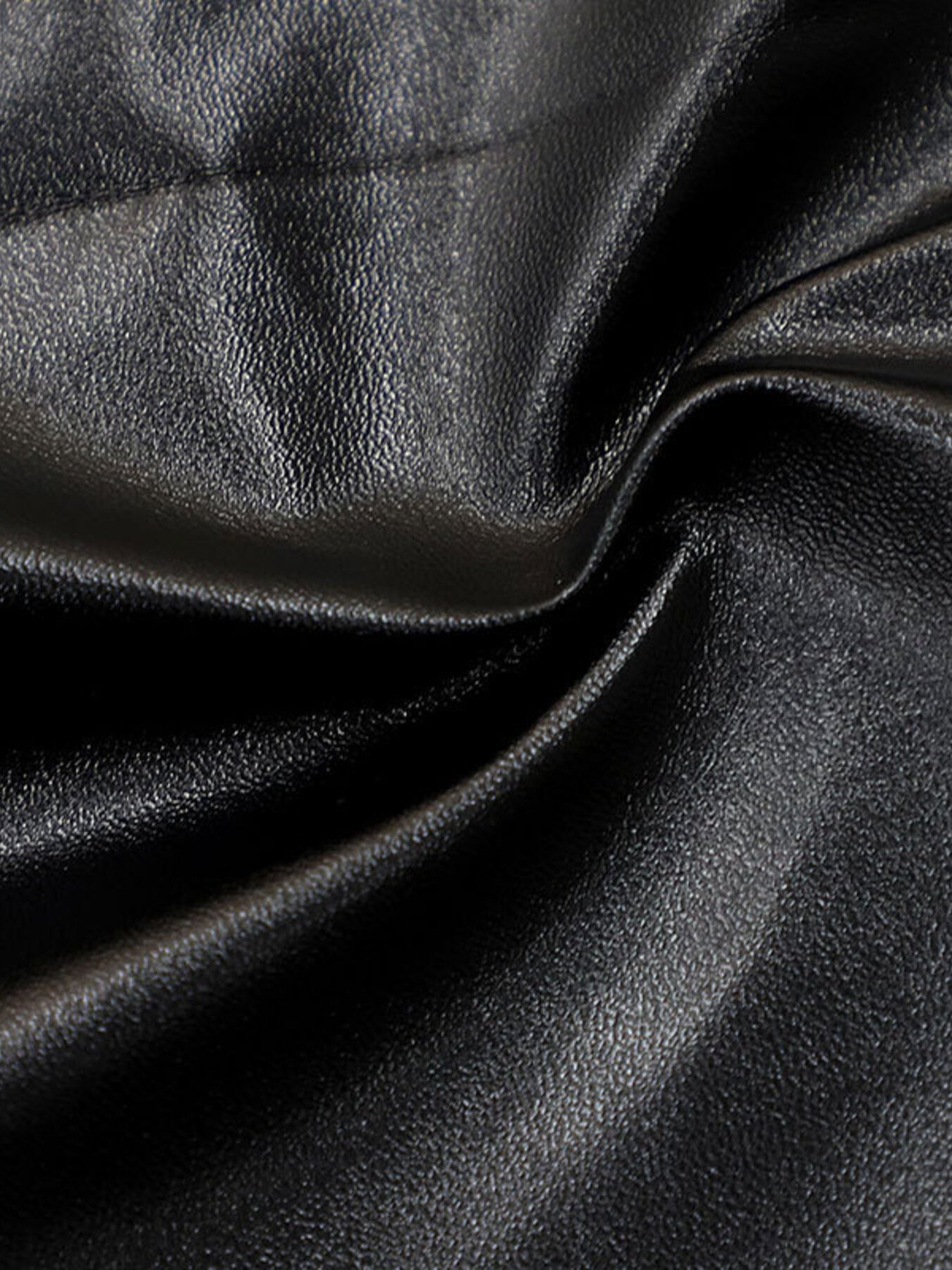 Striped Wide Leg Pants by Trendsi in black faux leather fabric close-up