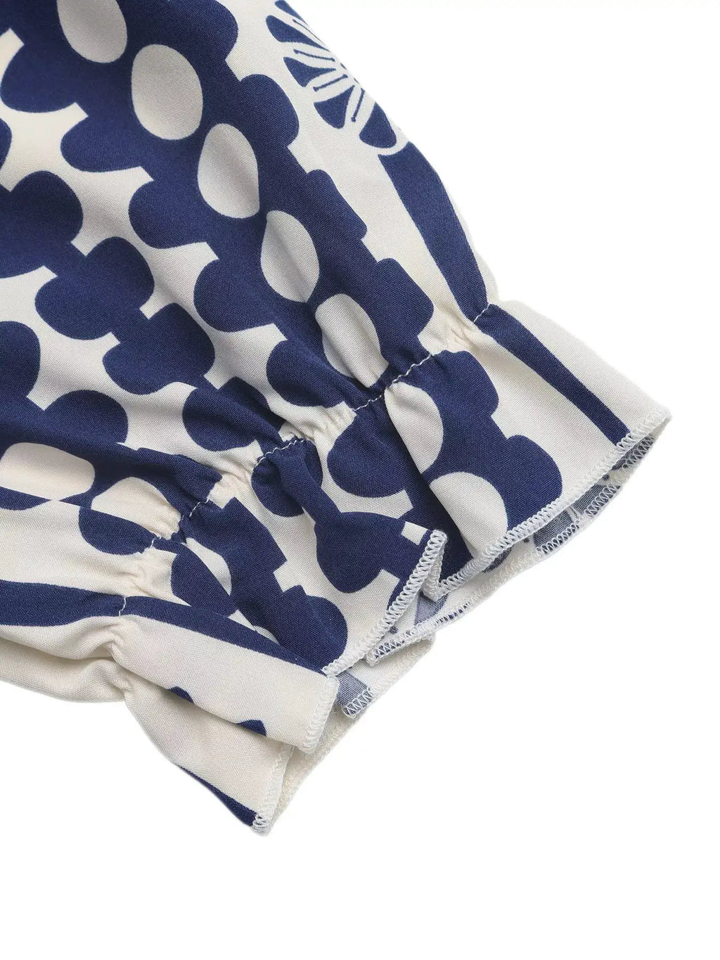 Floral Print Maxi Dress by Belle Bijouix; navy on white pattern with elastic cuff sleeves