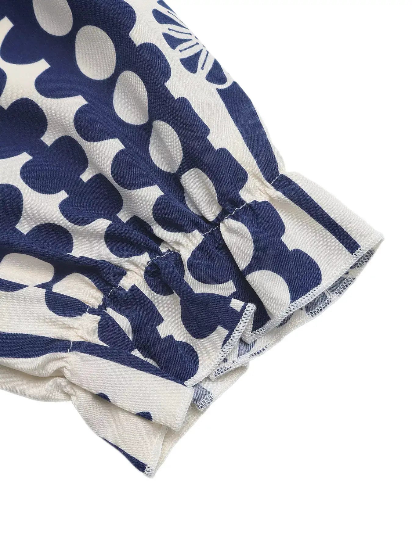 Floral Print Maxi Dress by Belle Bijouix; navy on white pattern with elastic cuff sleeves