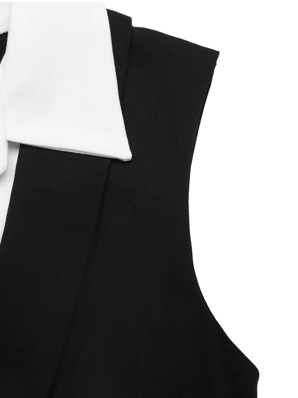 Sleeveless Wide Leg Jumpsuit; black fabric with white collar detail