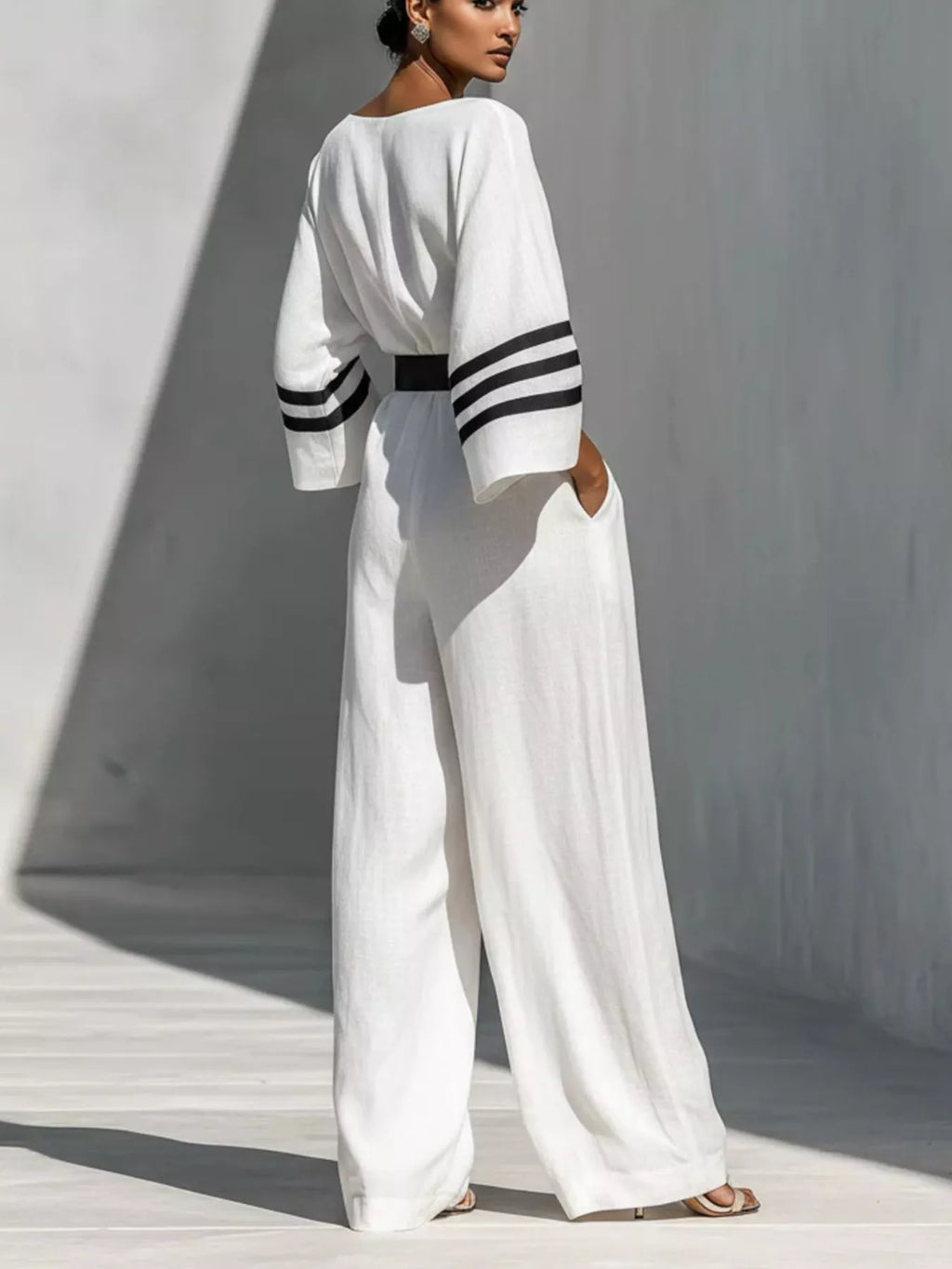 Striped Wide-Sleeve Belted Jumpsuit by Belle Bijouix – view 2 of 6