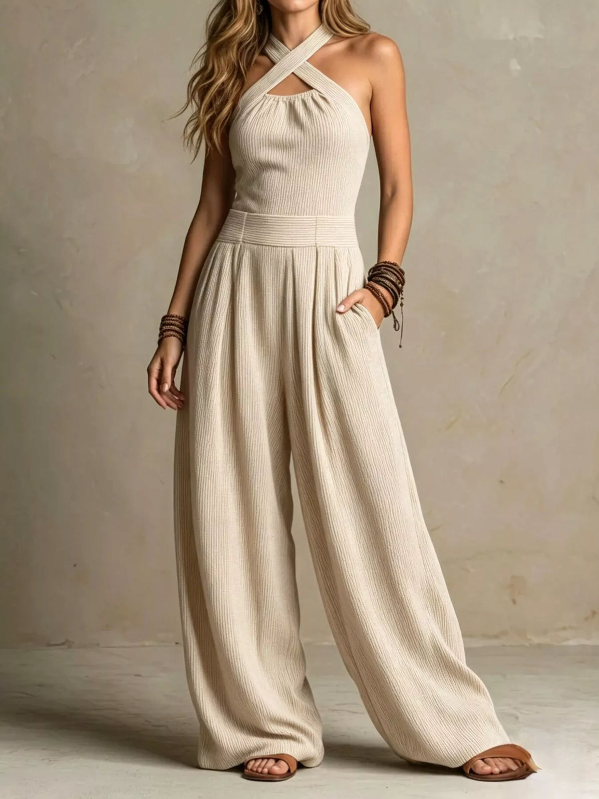 Halter Neck Wide-Leg Jumpsuit