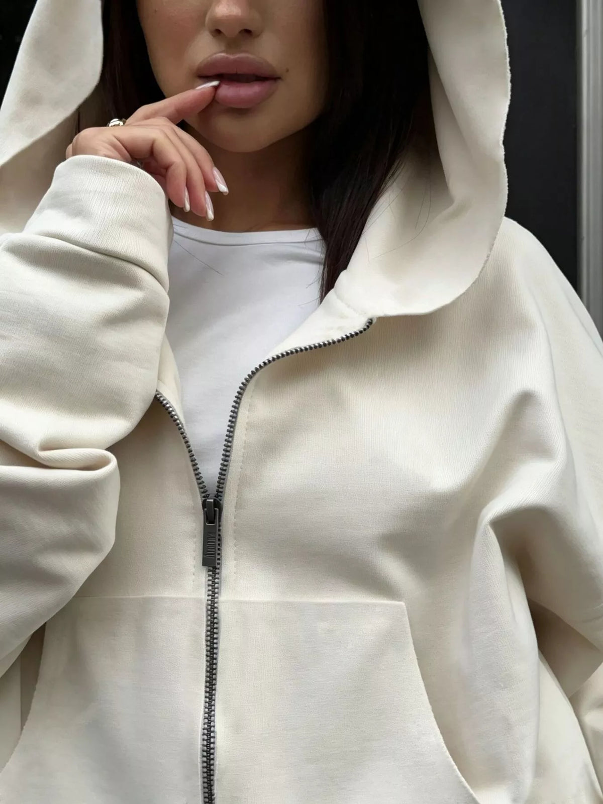 Zip-Up Hoodie & Wide-Leg Sweatpants Set by Belle Bijouix – view 6 of 29
