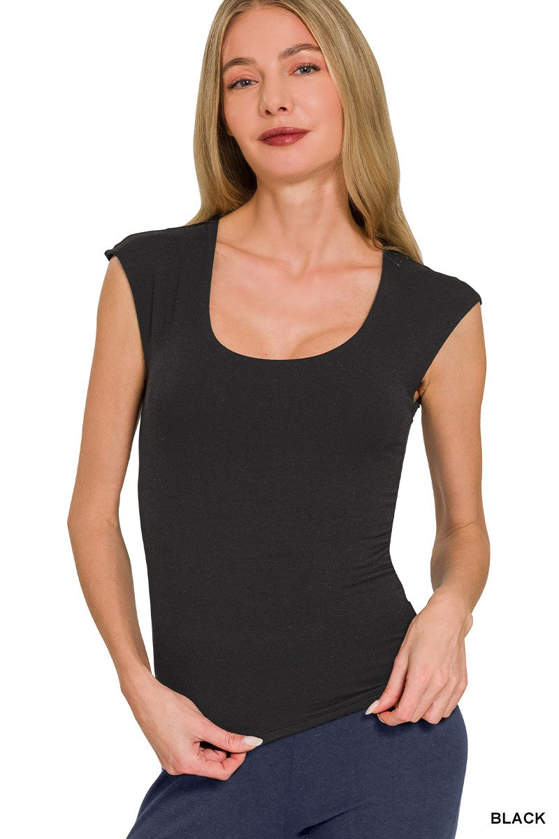 Zenana double-layered sleeveless top, black, Trendsi