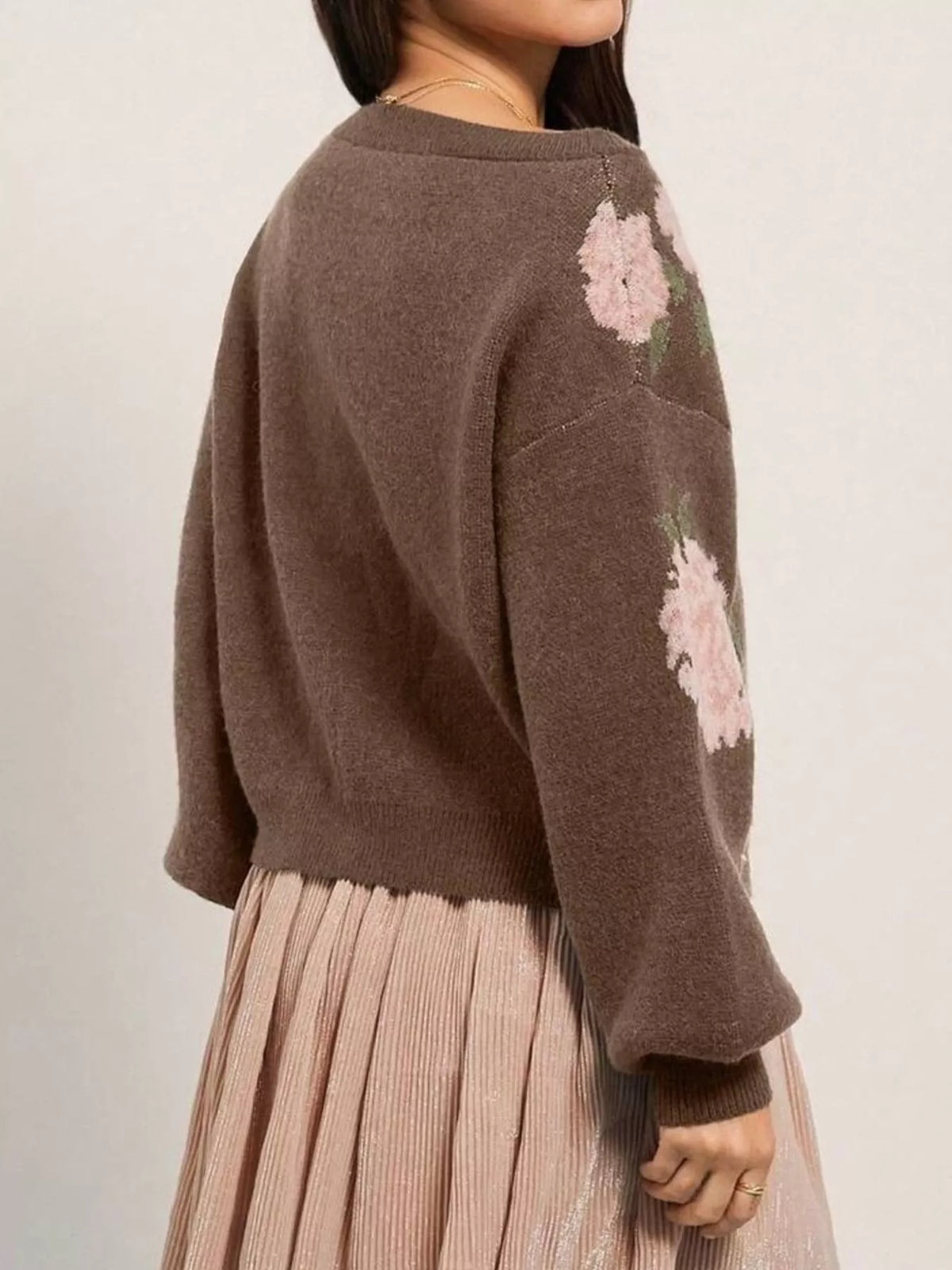 Floral Dropped Shoulder Knit Sweater by Belle Bijouix – view 9 of 16