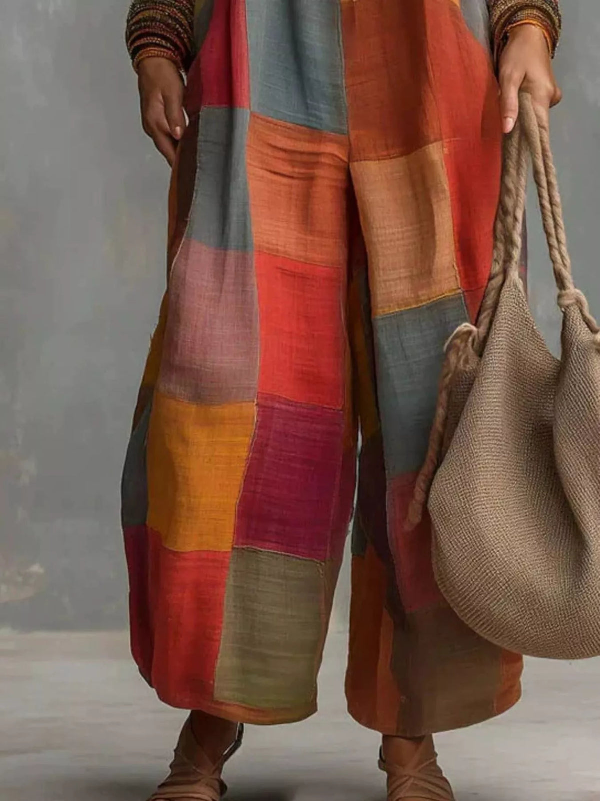 Plaid Halter Neck Wide-Leg Jumpsuit