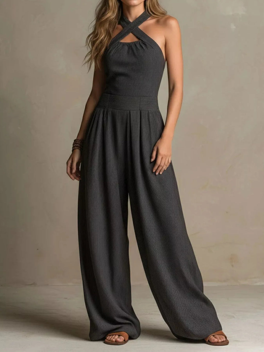 Halter Neck Wide-Leg Jumpsuit