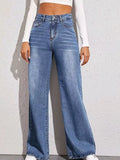 High-Waisted Wide Leg Jeans in light blue denim with wide legs and front pockets