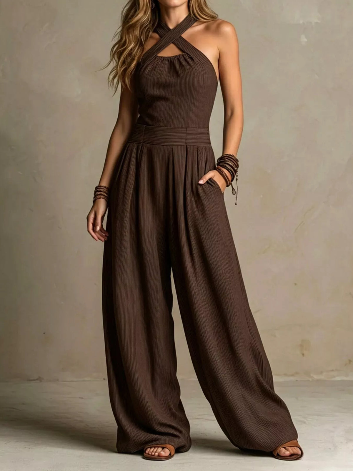 Halter Neck Wide-Leg Jumpsuit