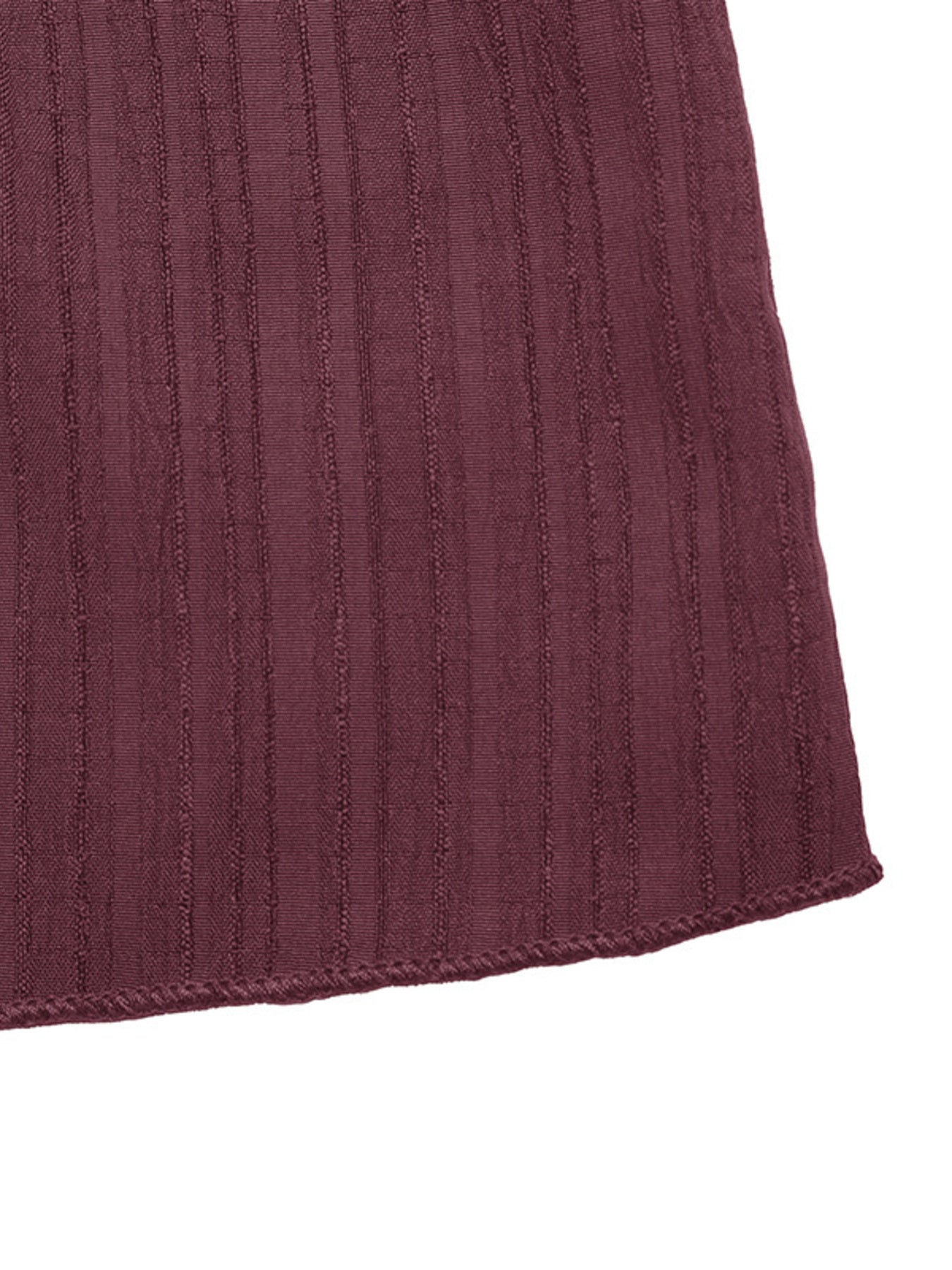 One-Shoulder Tie Waist Romper burgundy ribbed knit fabric close-up