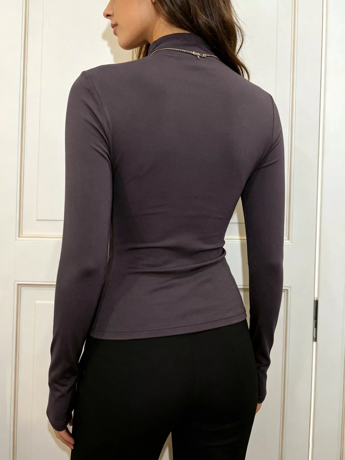 Polyamide-Blend Slim-Fit Mock Neck Top