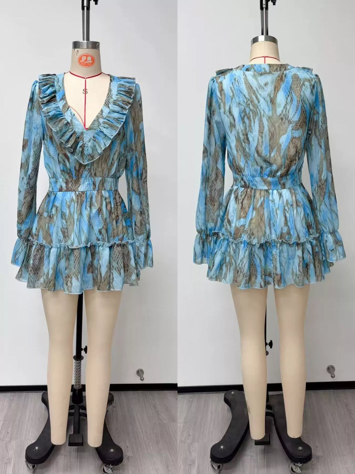 Boho Long Sleeve Tiered Ruffle Mini Dress by Belle Bijouix – view 4 of 4