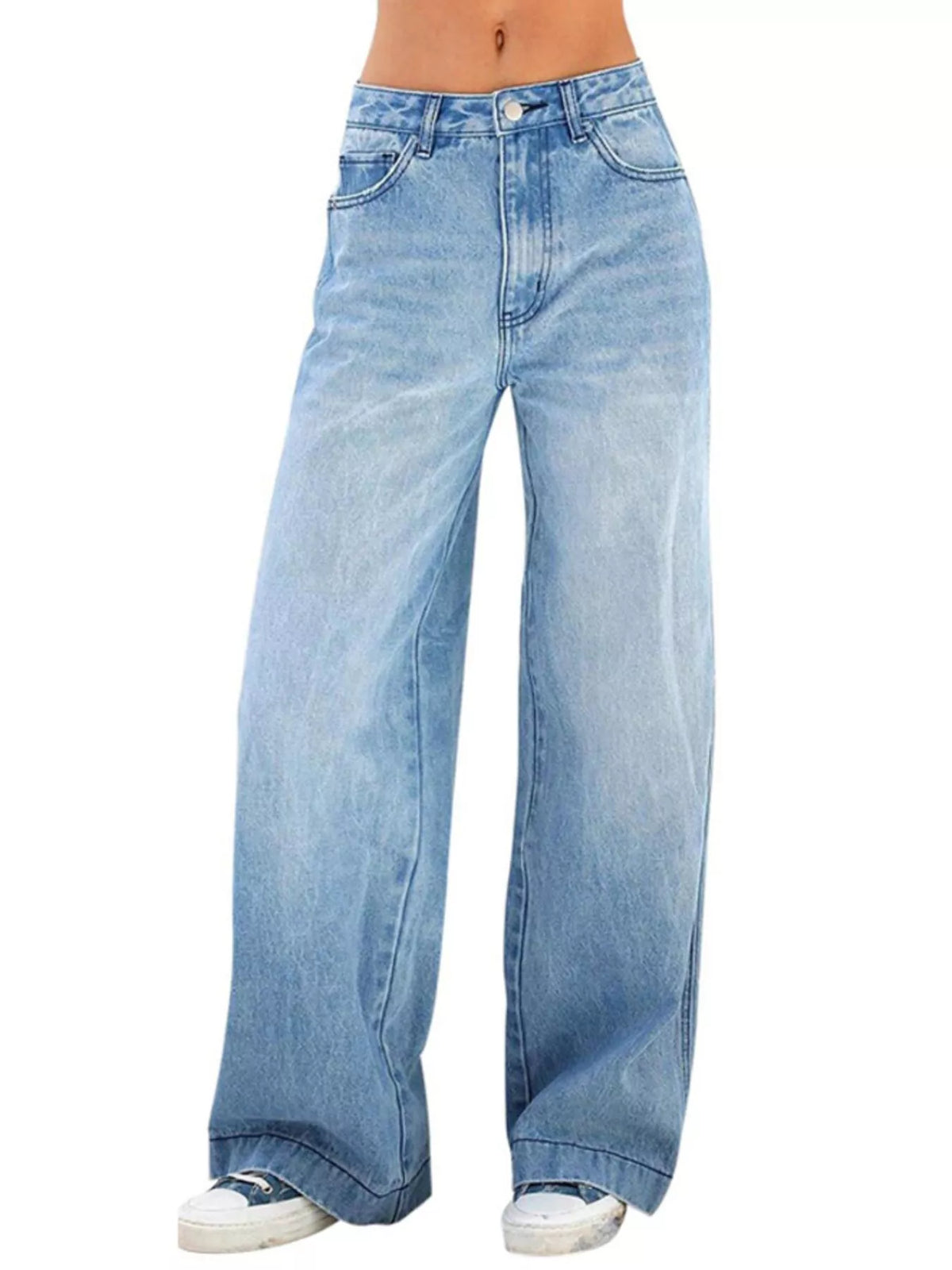 Dark Blue High-Waisted Wide-Leg Jeans by Belle Bijouix – view 1 of 2