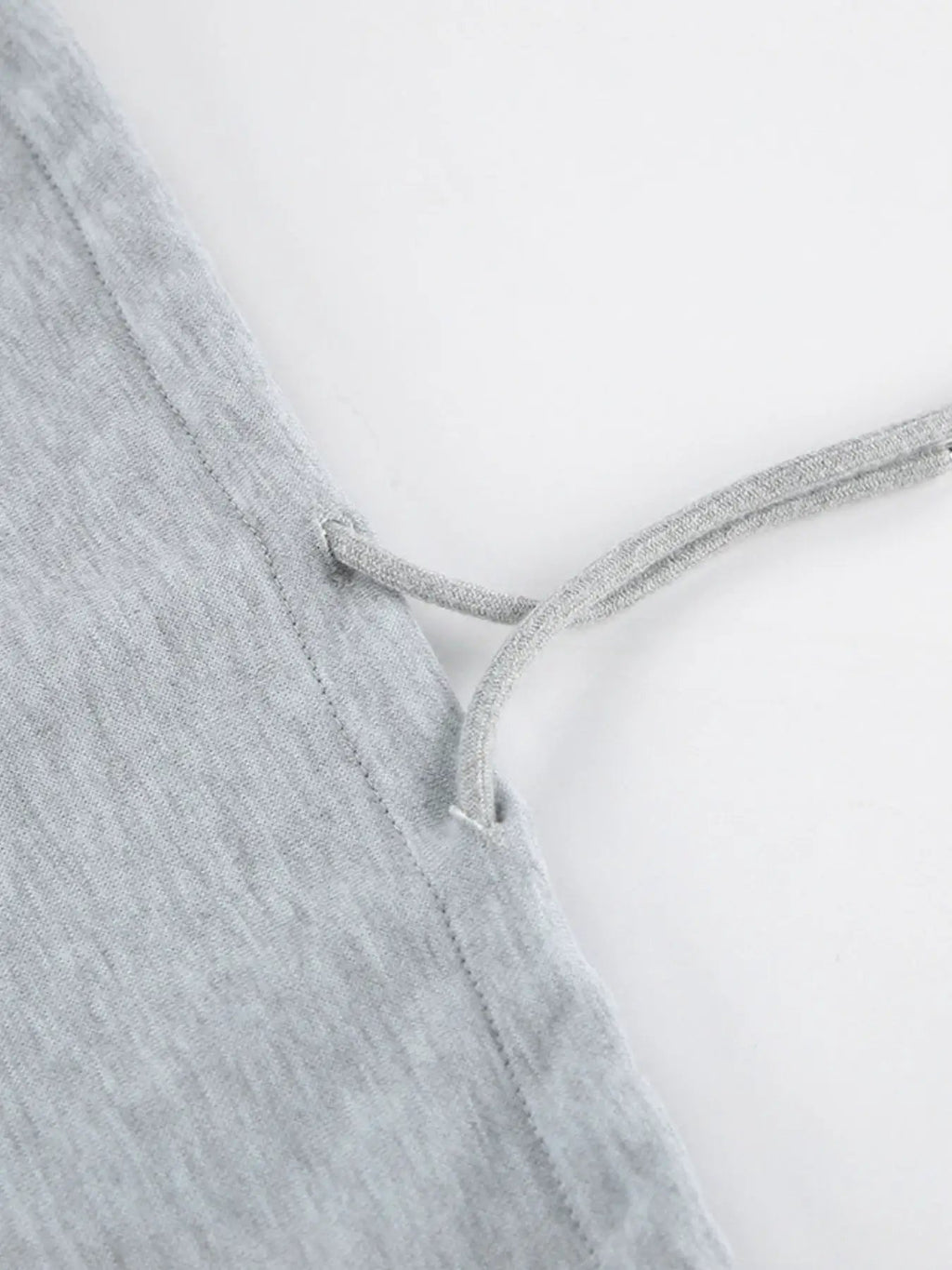 Round Neck Top and Wide-Leg Pants Set by Belle Bijouix, light gray knit activewear with drawstring.
