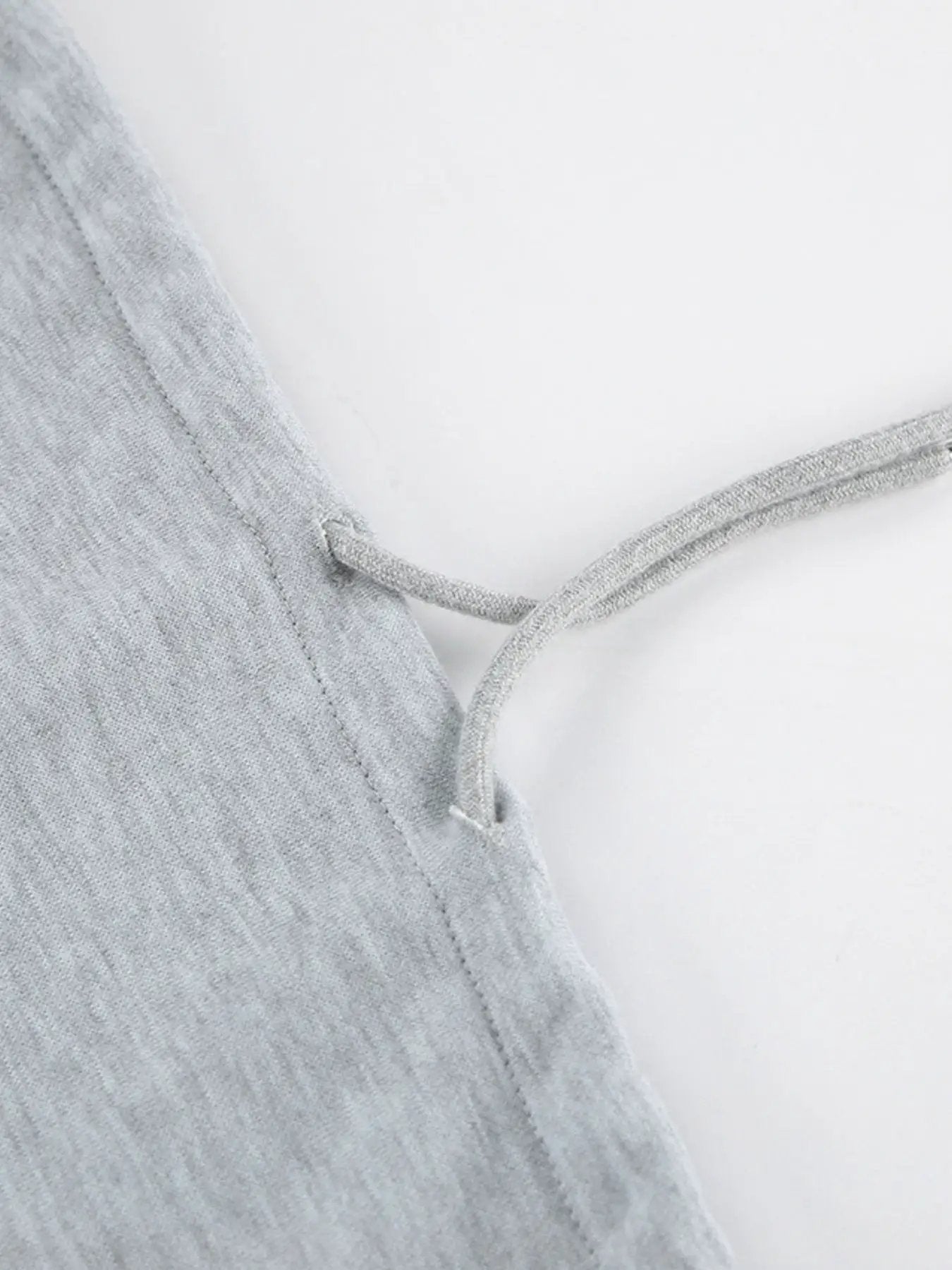 Round Neck Top and Wide-Leg Pants Set by Belle Bijouix, light gray knit activewear with drawstring.