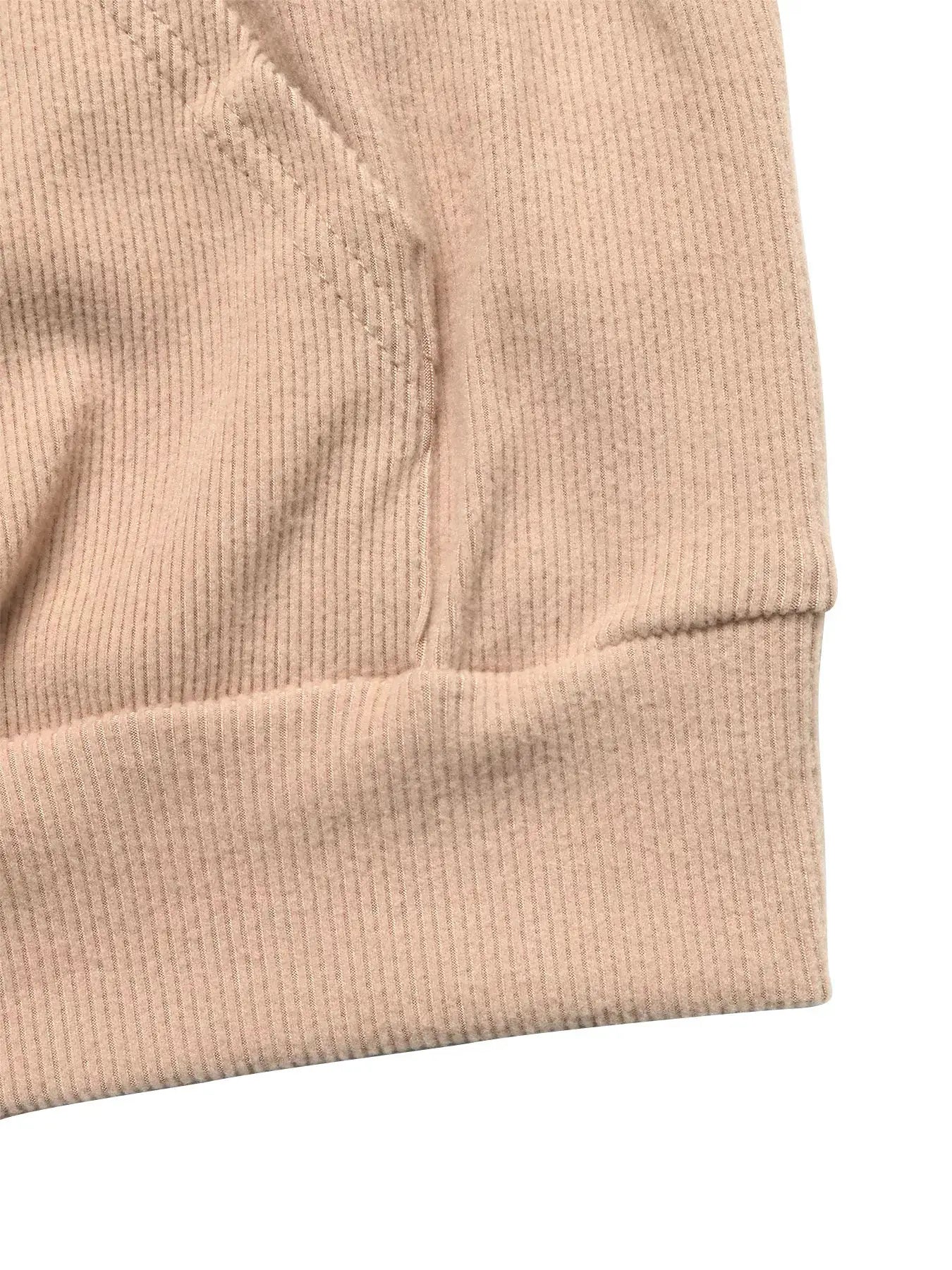 Long Sleeve Hoodie and Pants Set by Belle Bijouix in beige ribbed knit sleepwear and loungewear