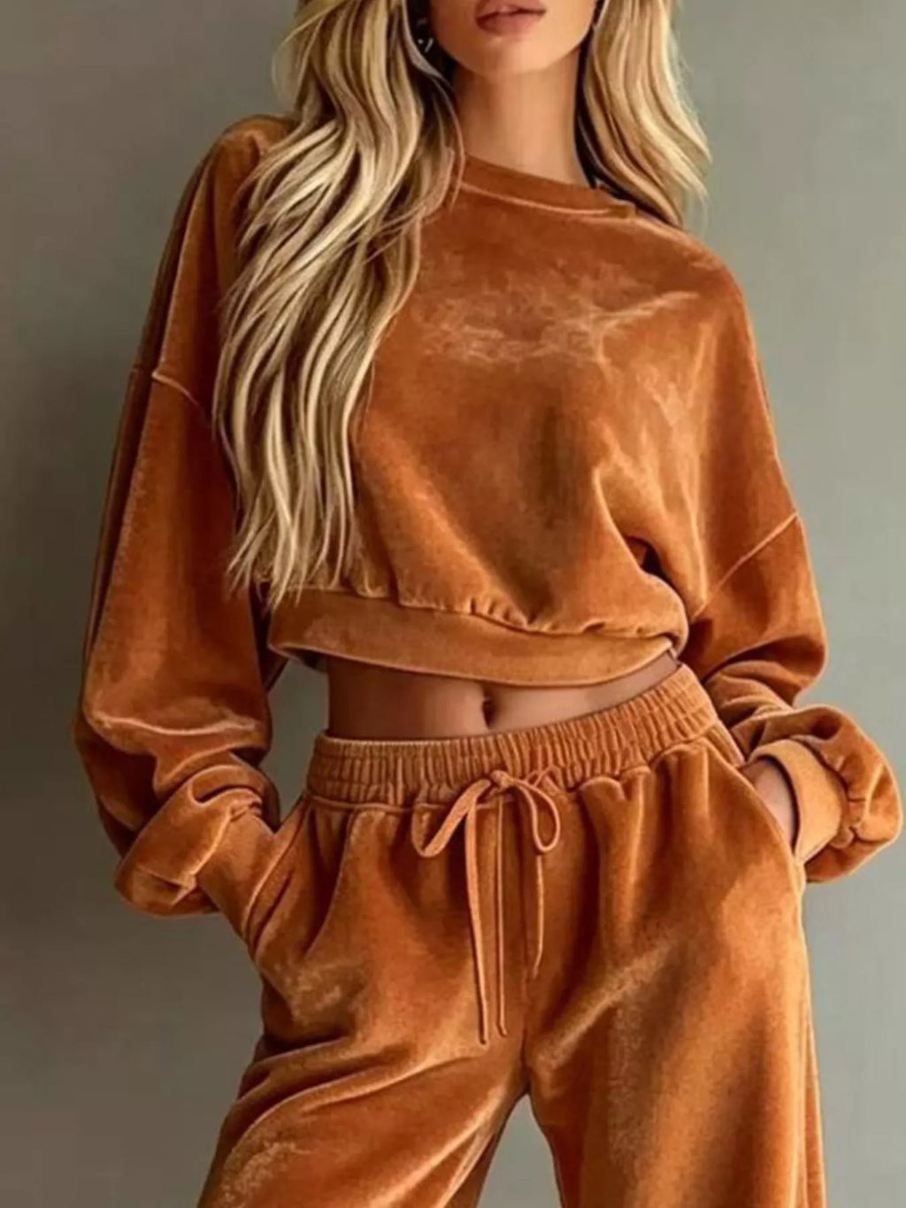 Cropped Sweatshirt & Wide-Leg Pants Set