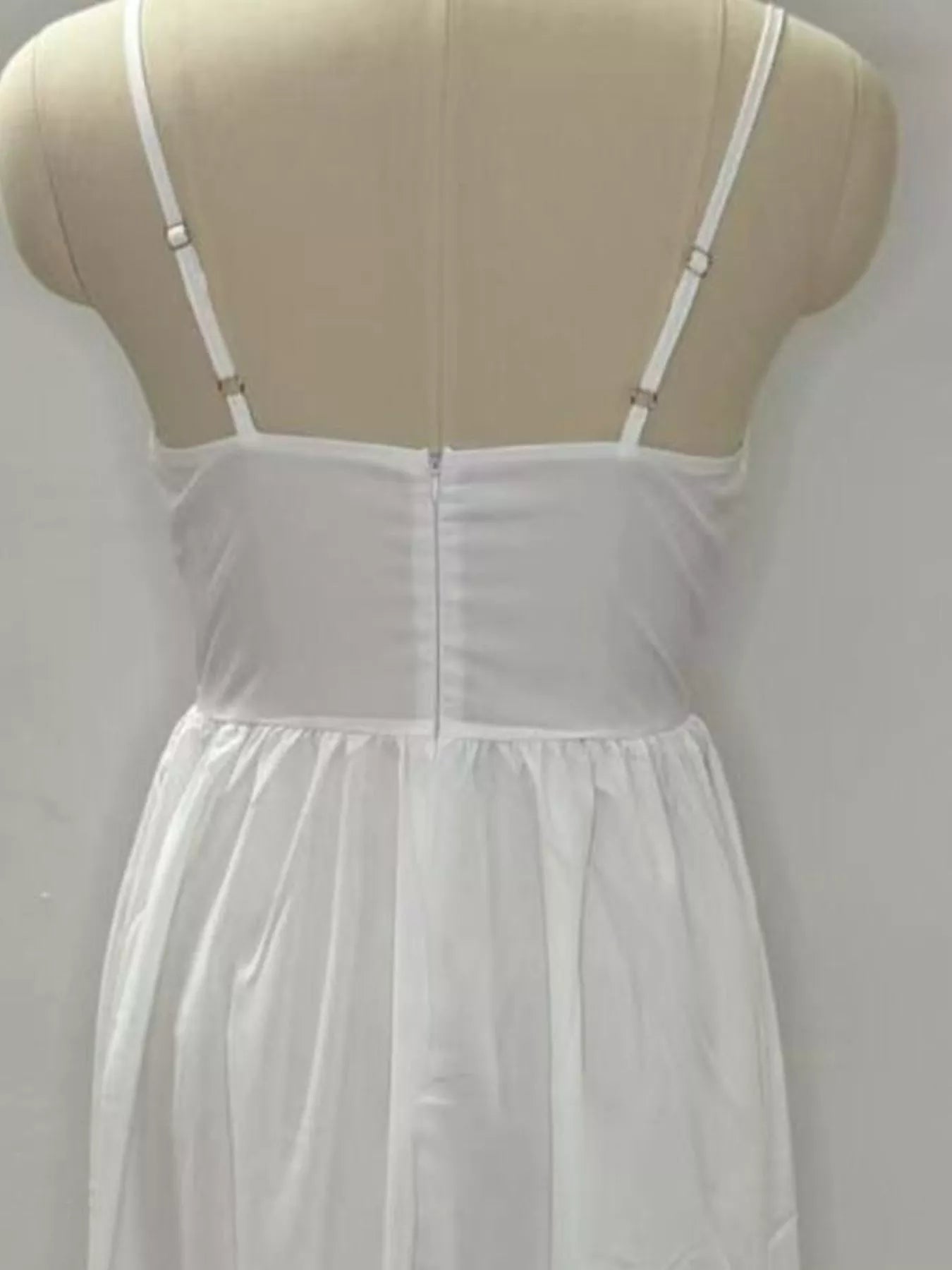 Adjustable-strap scoop-neck white midi dress with back zipper by Trendsi