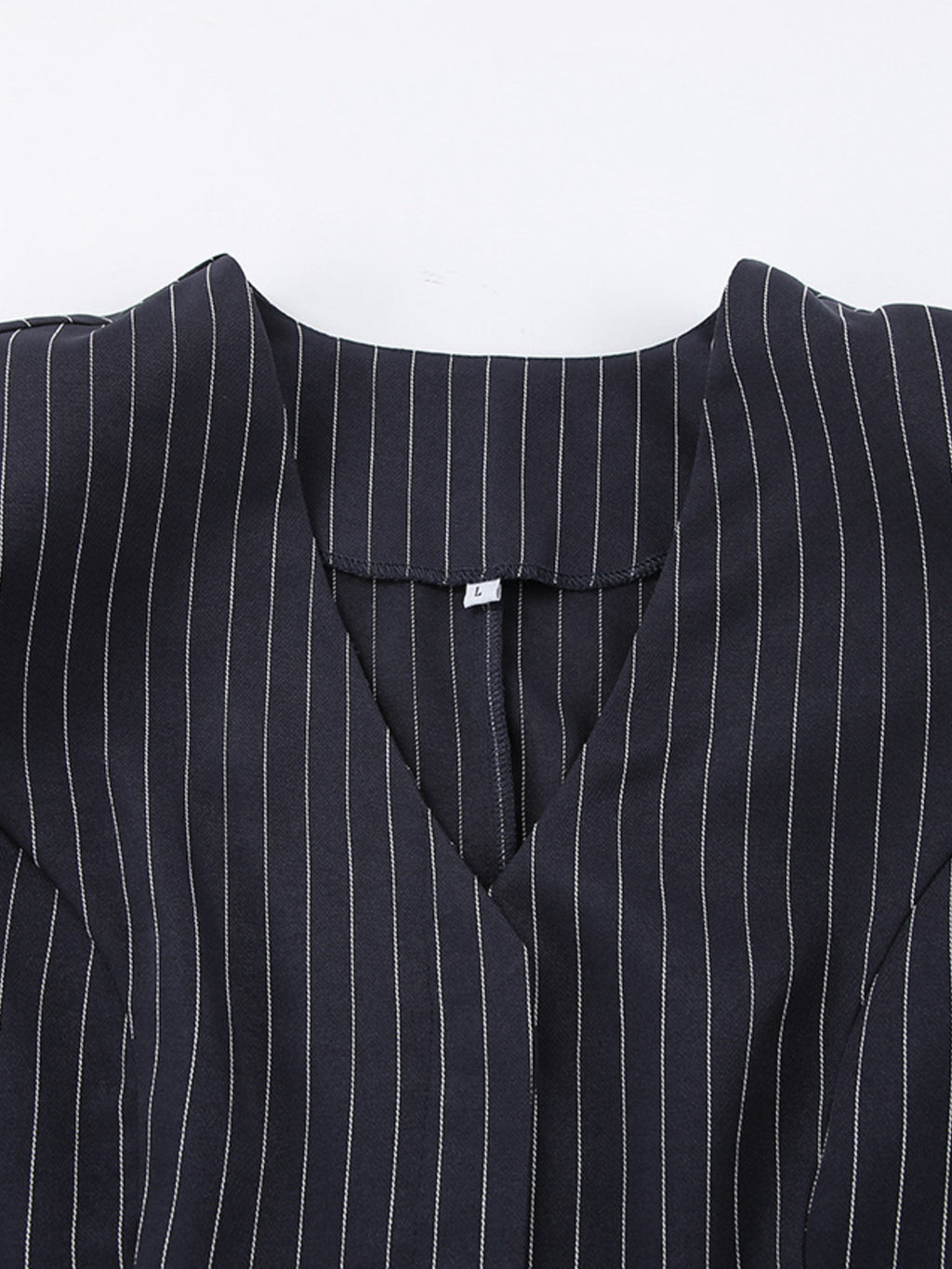 Belle Bijouix striped blazer set, navy pinstripe with lapels, size L